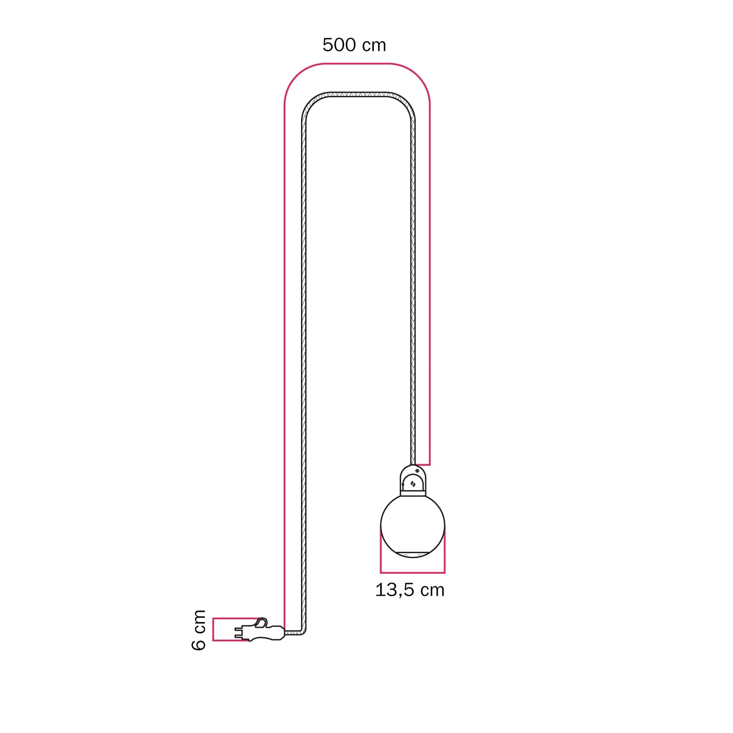 Plug-in buitenlamp Modulair IP65 met onbreekbare Unbreak-a-Ball lampenkap en strijkijzersnoer SM09 - Image 5