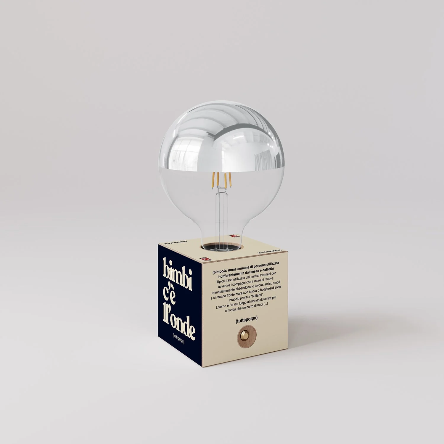 Cabless03 "Bimbi c’è l’onde" batterijlamp met halve zilveren bol globe-lamp - Tuttapolpa - Image 3