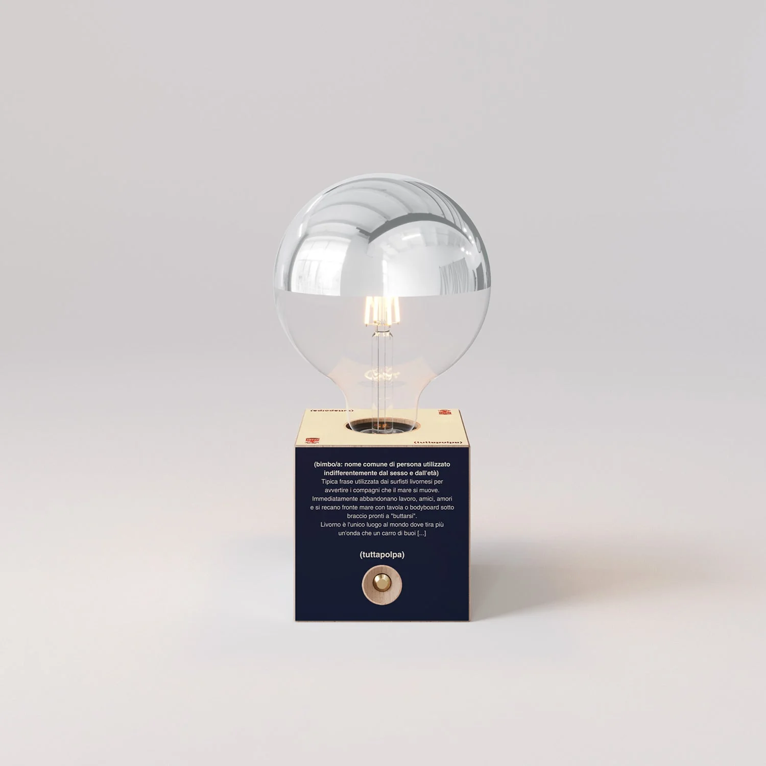 Cabless03 "Bimbi c’è l’onde" batterijlamp met halve zilveren bol globe-lamp - Tuttapolpa - Image 4