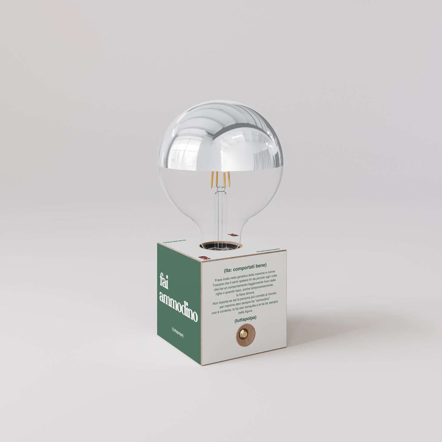 Cabless03 "Fai ammodino" batterijlamp met halve zilveren bol globe-lamp - Tuttapolpa - Image 3