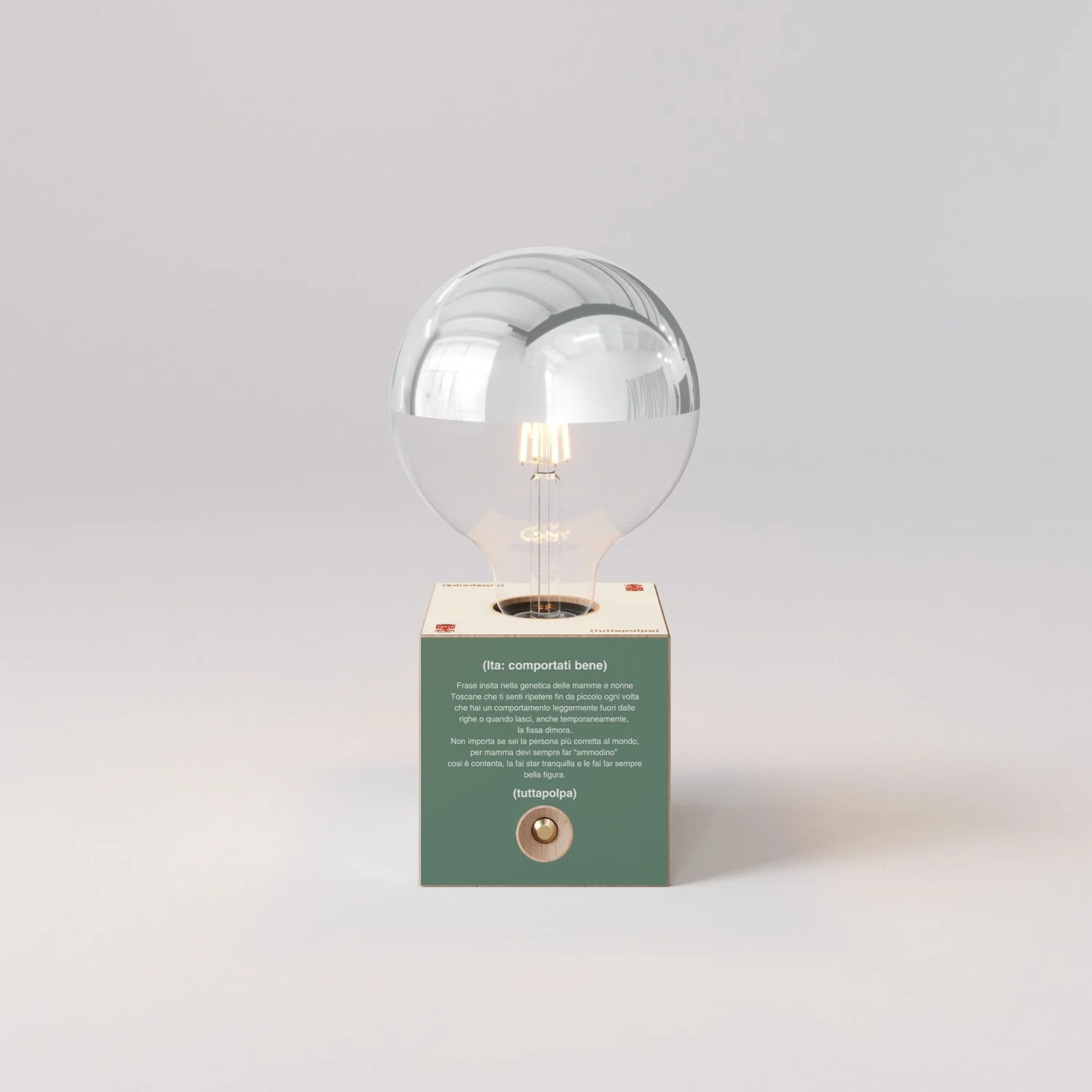 Cabless03 "Fai ammodino" batterijlamp met halve zilveren bol globe-lamp - Tuttapolpa - Image 4