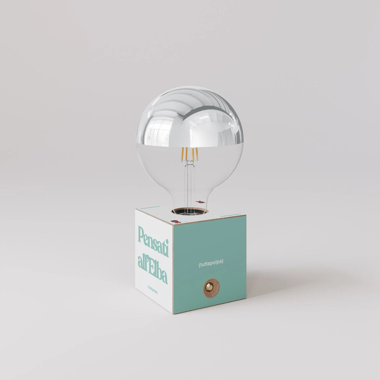 Cabless03 "Pensati all’Elba" batterijlamp met halve zilveren bol globe-lamp - Tuttapolpa - Image 3