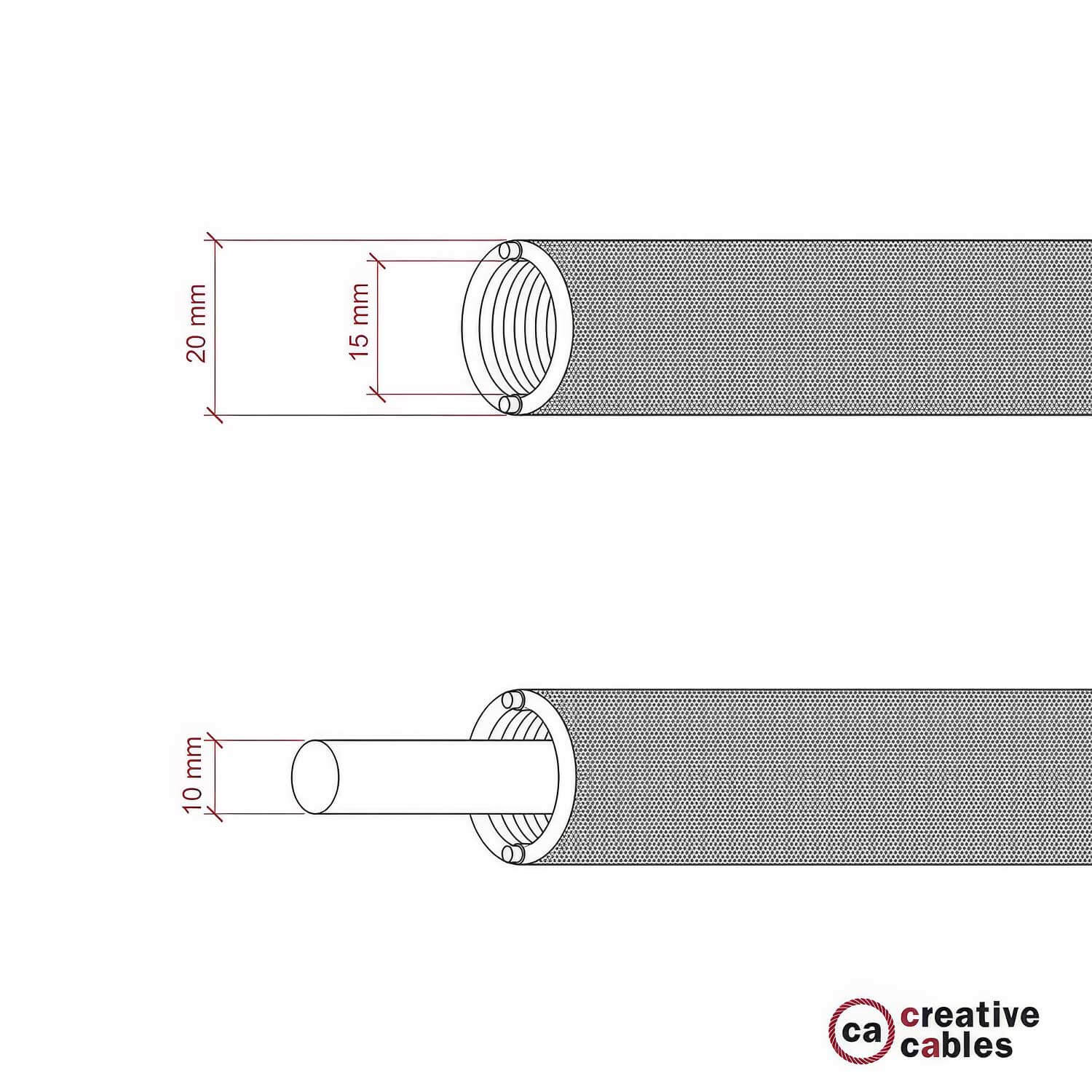 Creative-Tube, diameter 20 mm, bekleed met stof in zijde-effect RM04 zwart, modelleerbare elektrabuis - Image 5