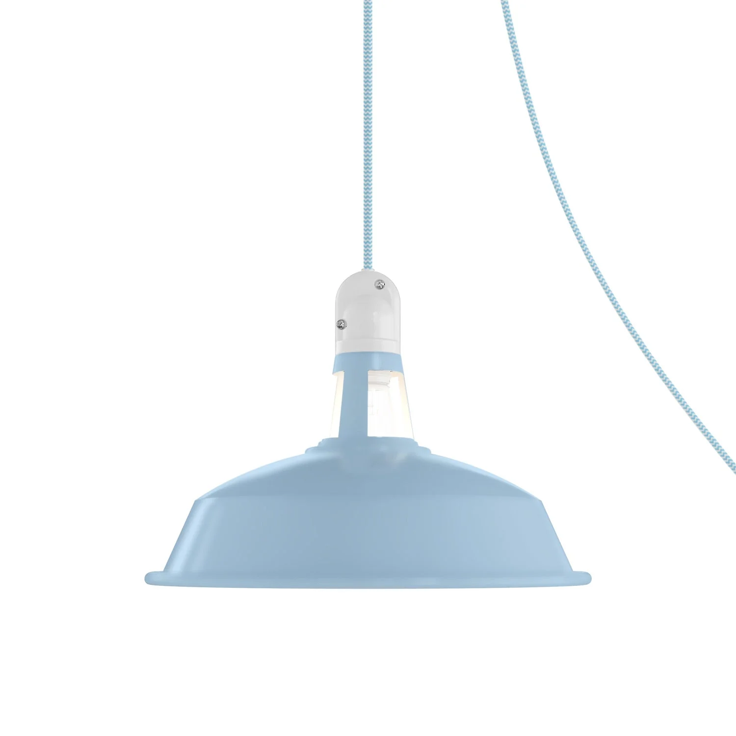 Draagbare buitenlamp Snake met Lampenkap Harbour, 5 m strijkijzersnoer, fitting IP65 waterproof - Suikerblauw