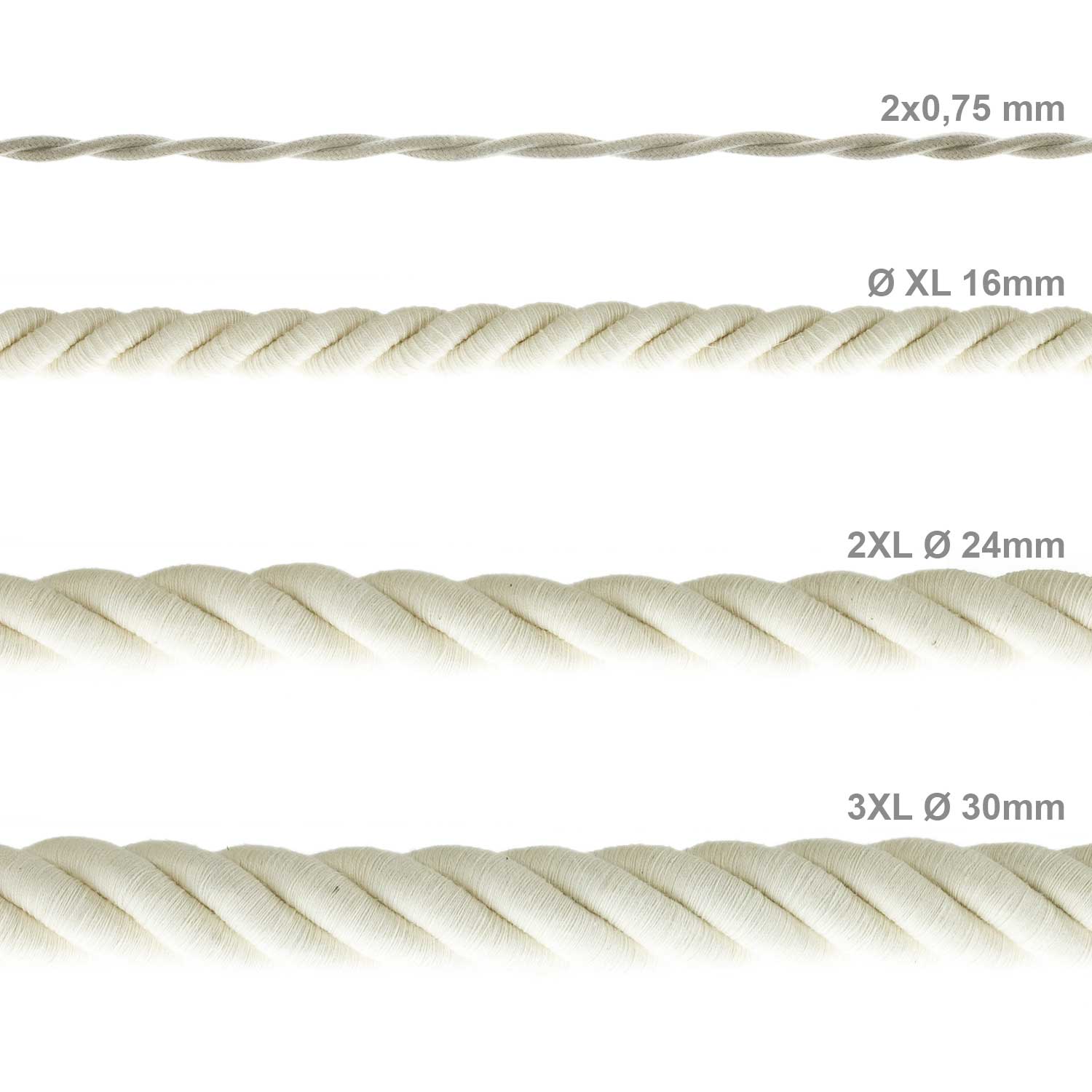 3x0,75 elektrische snoer met ruwe katoenen mantel - Image 4