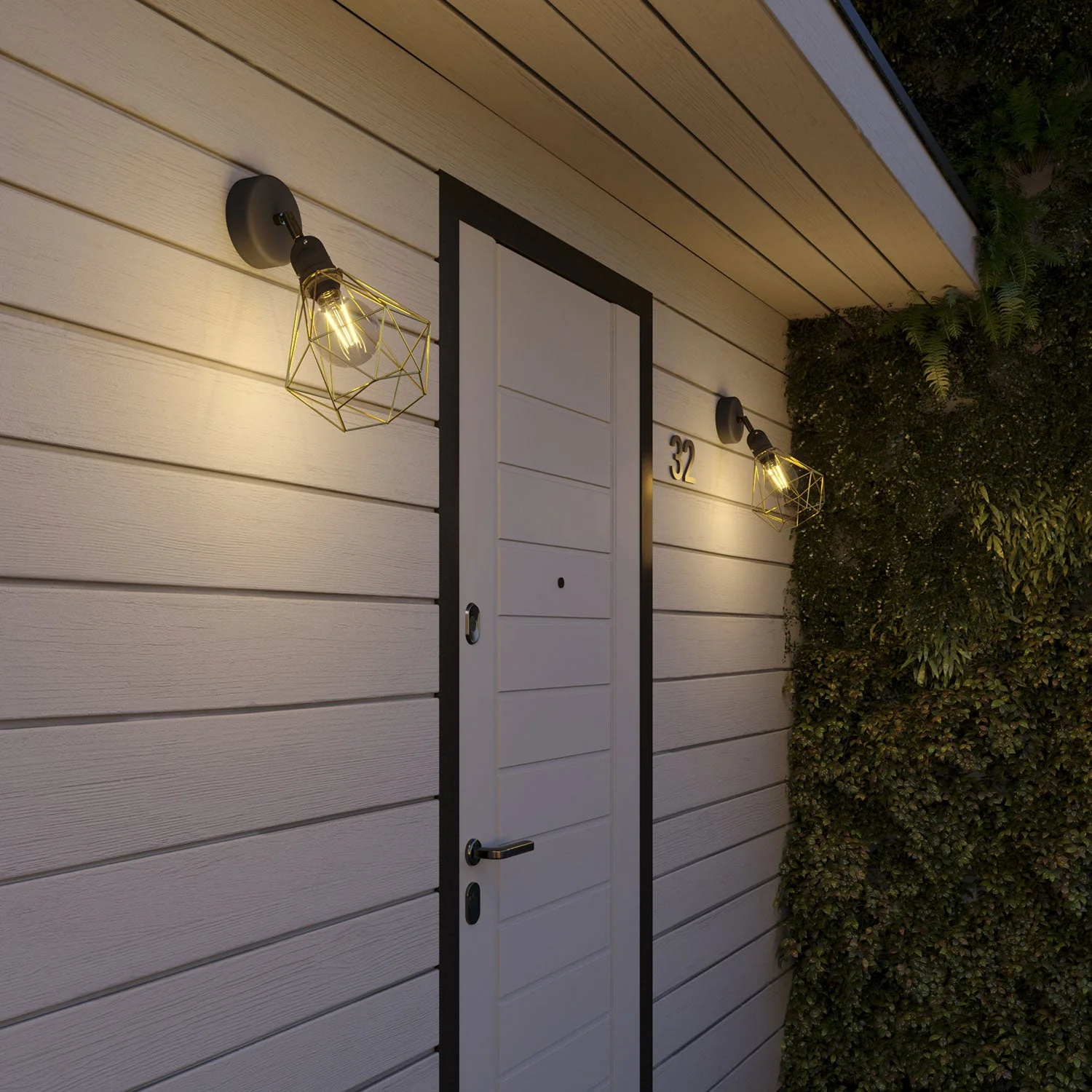 Fermaluce Modulair met verstelbaar scharnier, Diamond lampenkap en IP65 waterproof fitting - Messing - Image 2