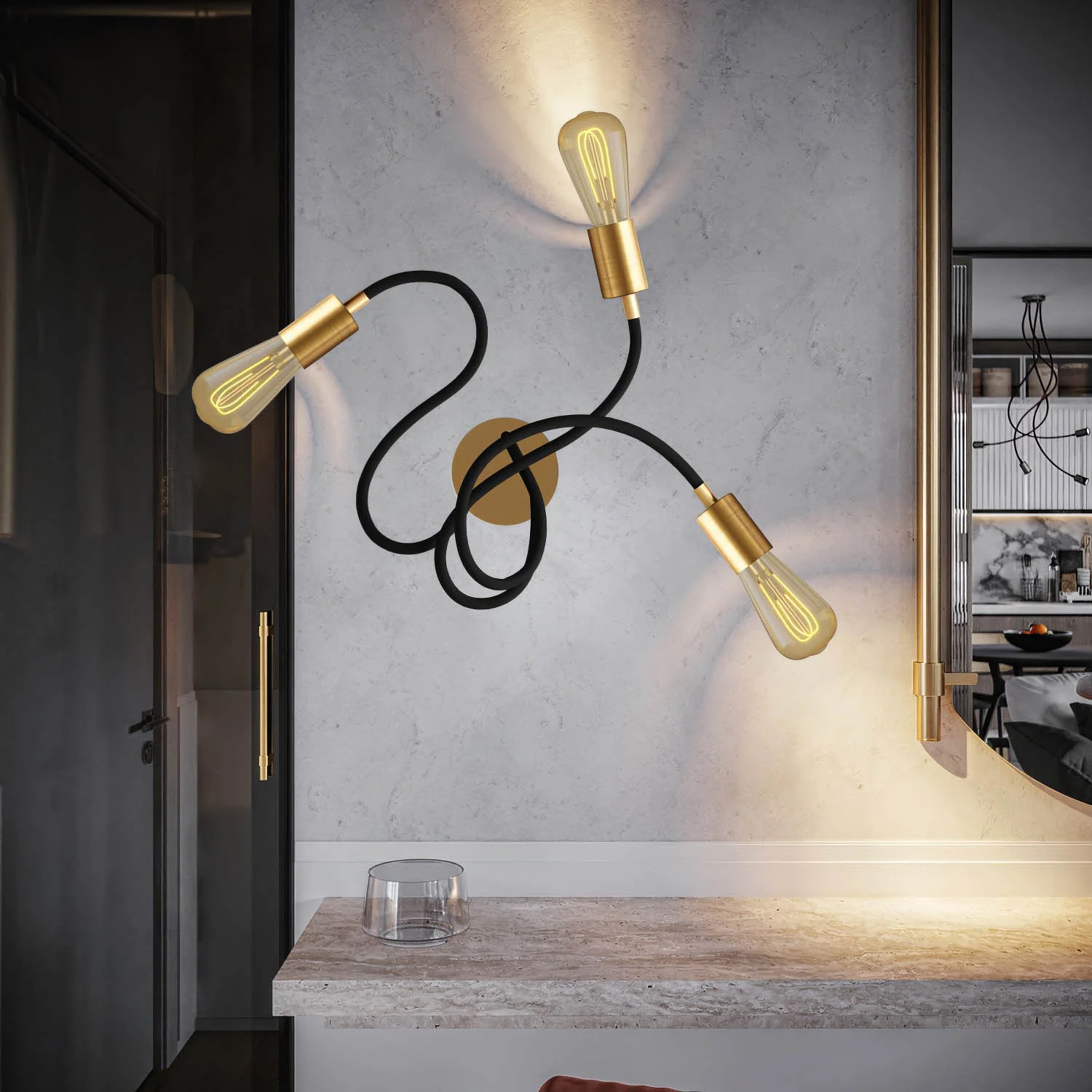 Flex 60 wand- of plafondlamp met verstelbare arm en diffuus licht met LED-lichtbron ST64 - Geborsteld brons - Image 2