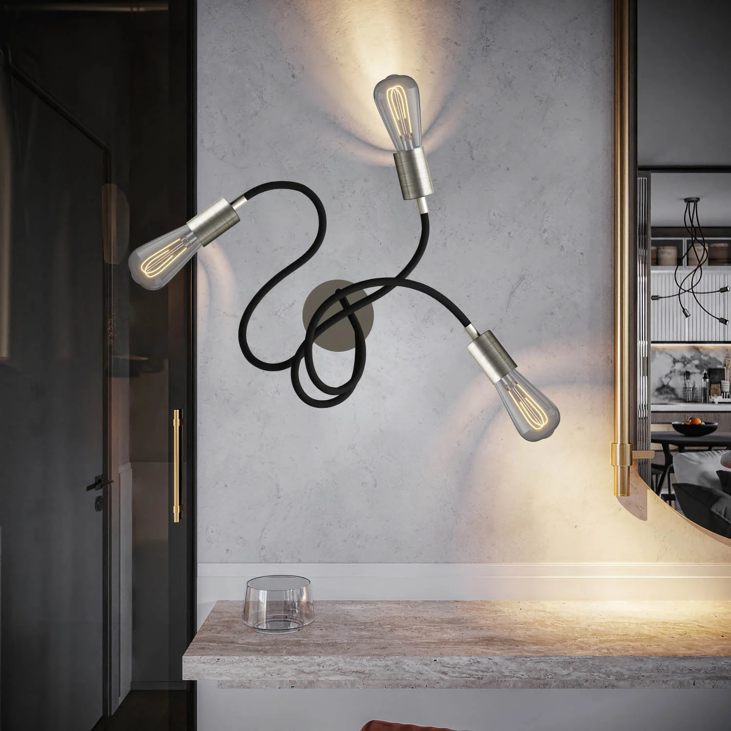 Flex 60 wand- of plafondlamp met verstelbaar diffuus licht en LED lichtbron ST64 - Gesatineerd titanium - Image 2