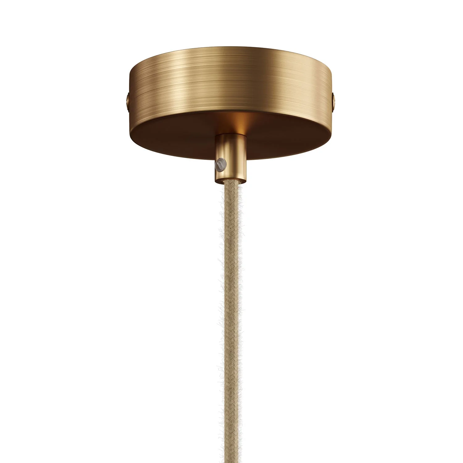 Hanglamp compleet met strijkijzersnoer en dubbele Tub-E14 lampenkap in hout en metaal - Geborsteld brons - Image 2