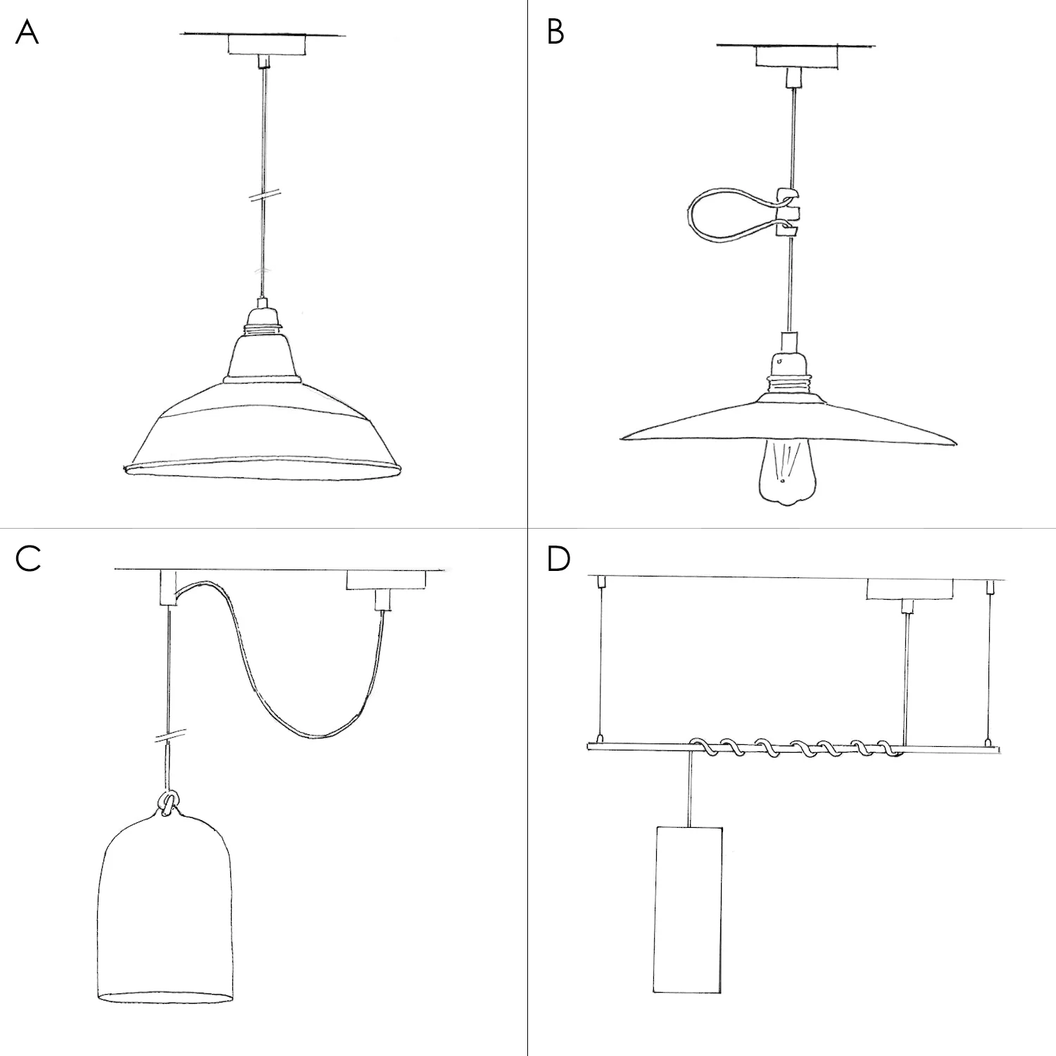 Hanglamp compleet met strijkijzersnoer, Prisma lampenkap in beton en metalen afwerking - Licht beton - Image 4