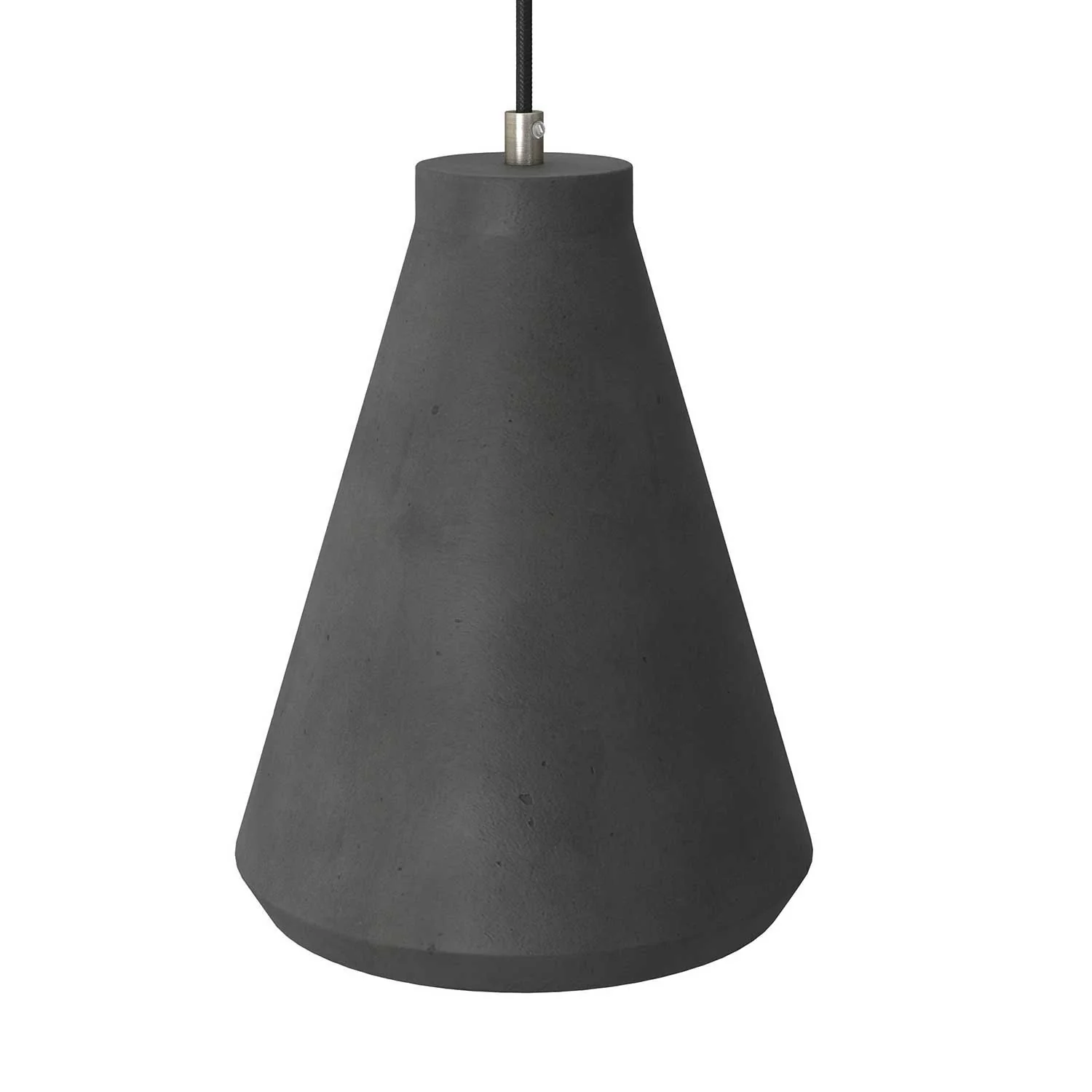 Hanglamp compleet met textiel strijkijzersnoer, Imbuto lampenkap van beton en metalen afwerkingen - Donker beton