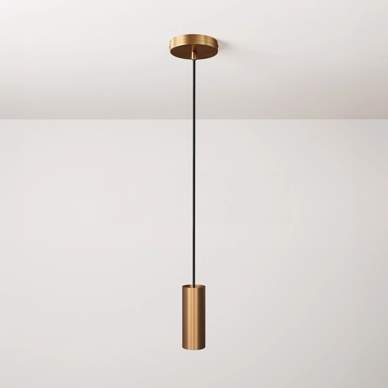 Hanglamp compleet met strijkijzersnoer, Tub-E14 lampenkap en metalen afwerkingen - Geborsteld brons