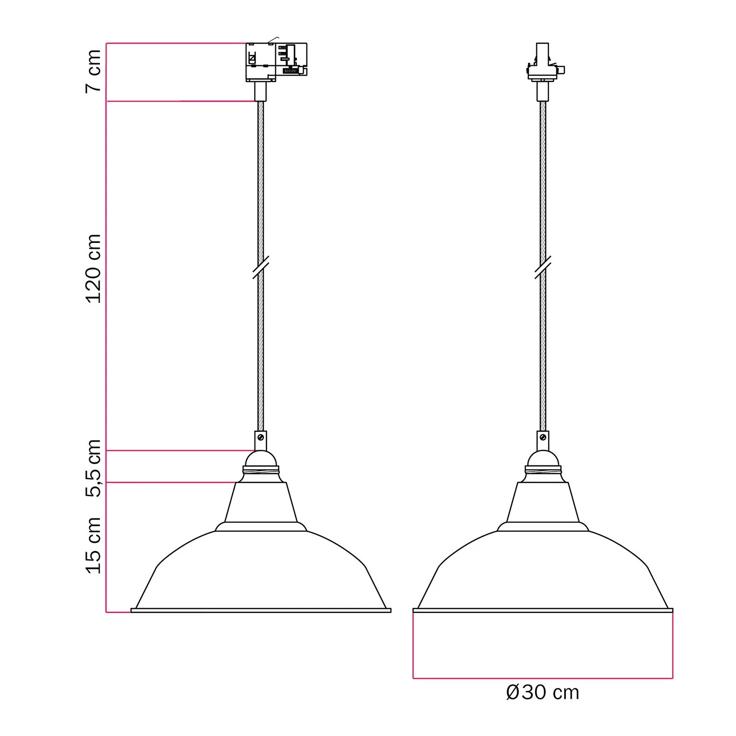 Hanglamp met Bistrot lampenkap voor rails - Zwart - Image 6