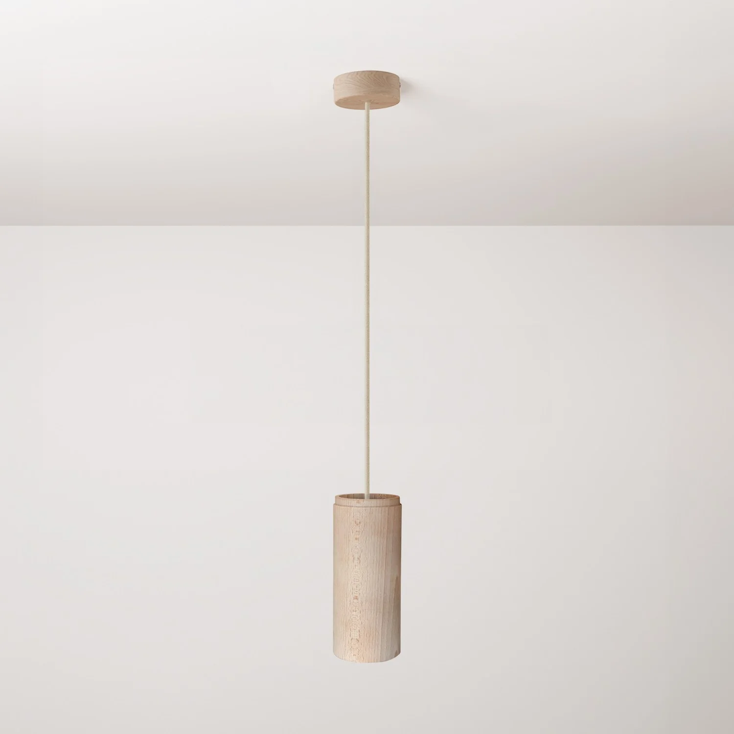 Hanglamp met lampenkap in hout voor spot Tub-E27