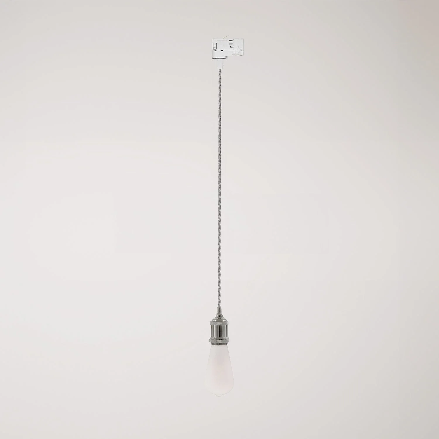 Vintage hanglamp voor rails met gevlochten strijkijzersnoer - Chroom