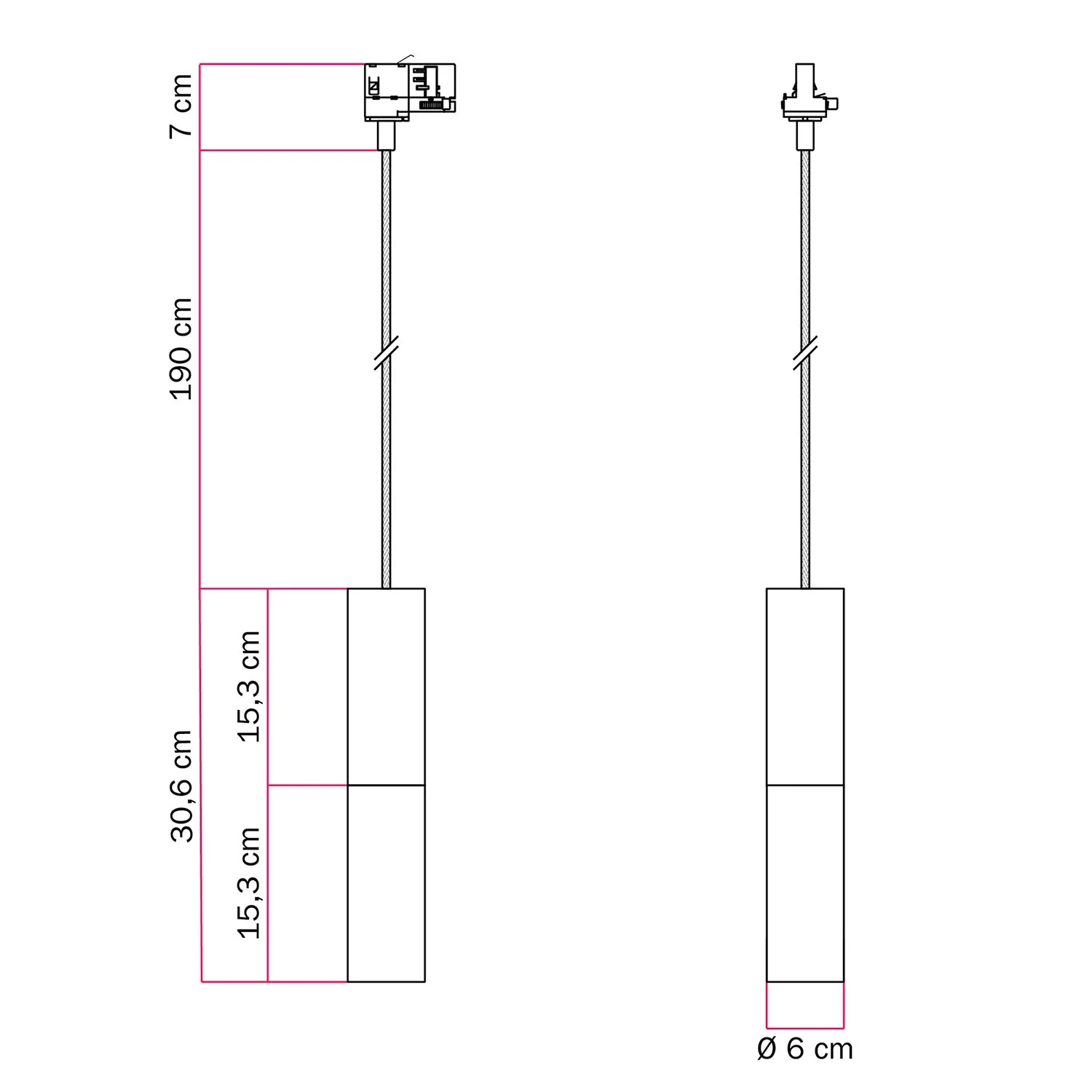 Hanglamp voor rails met dubbele Tub-E14 lampenkap - Wit en Mat Koper - Image 6
