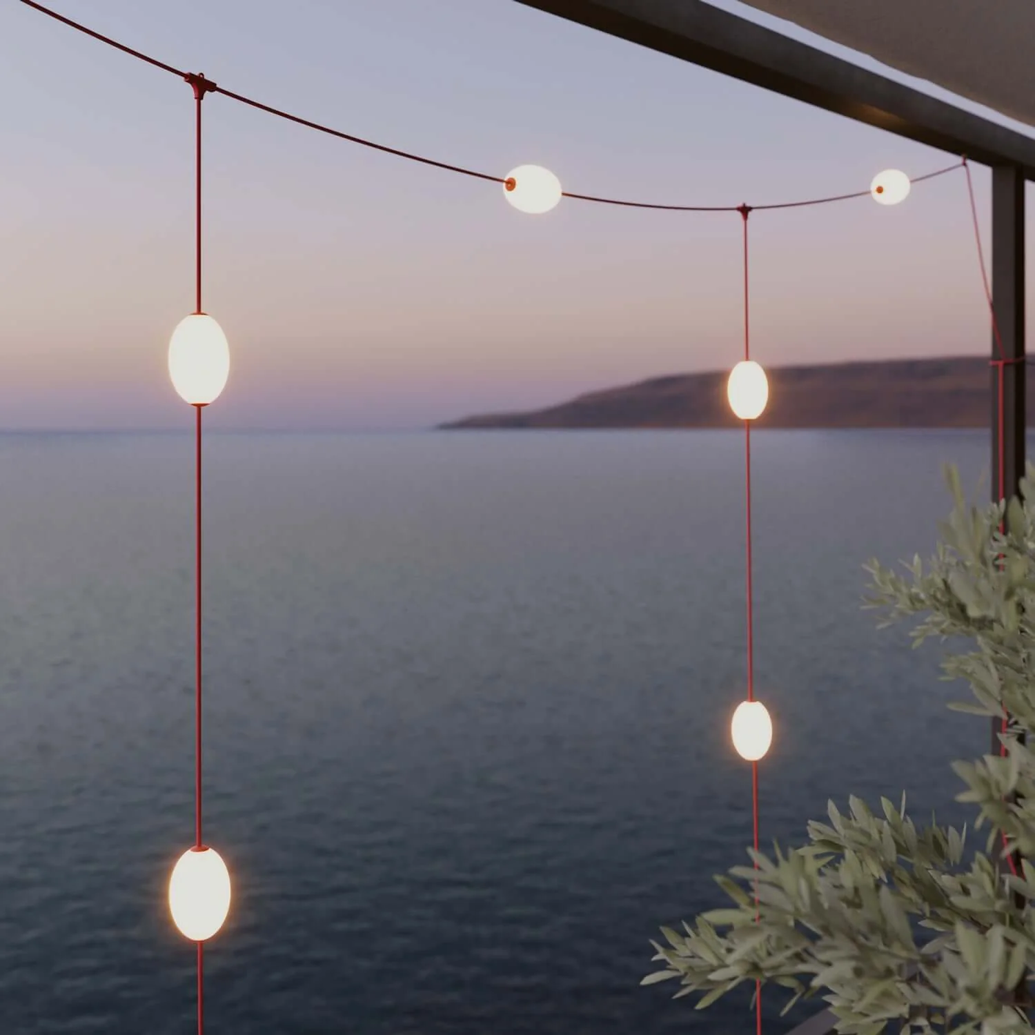 Netvormige lichtslinger met 7 lichtpunten voor buiten IP67 Zeesterrood - Marina GRID - Image 3
