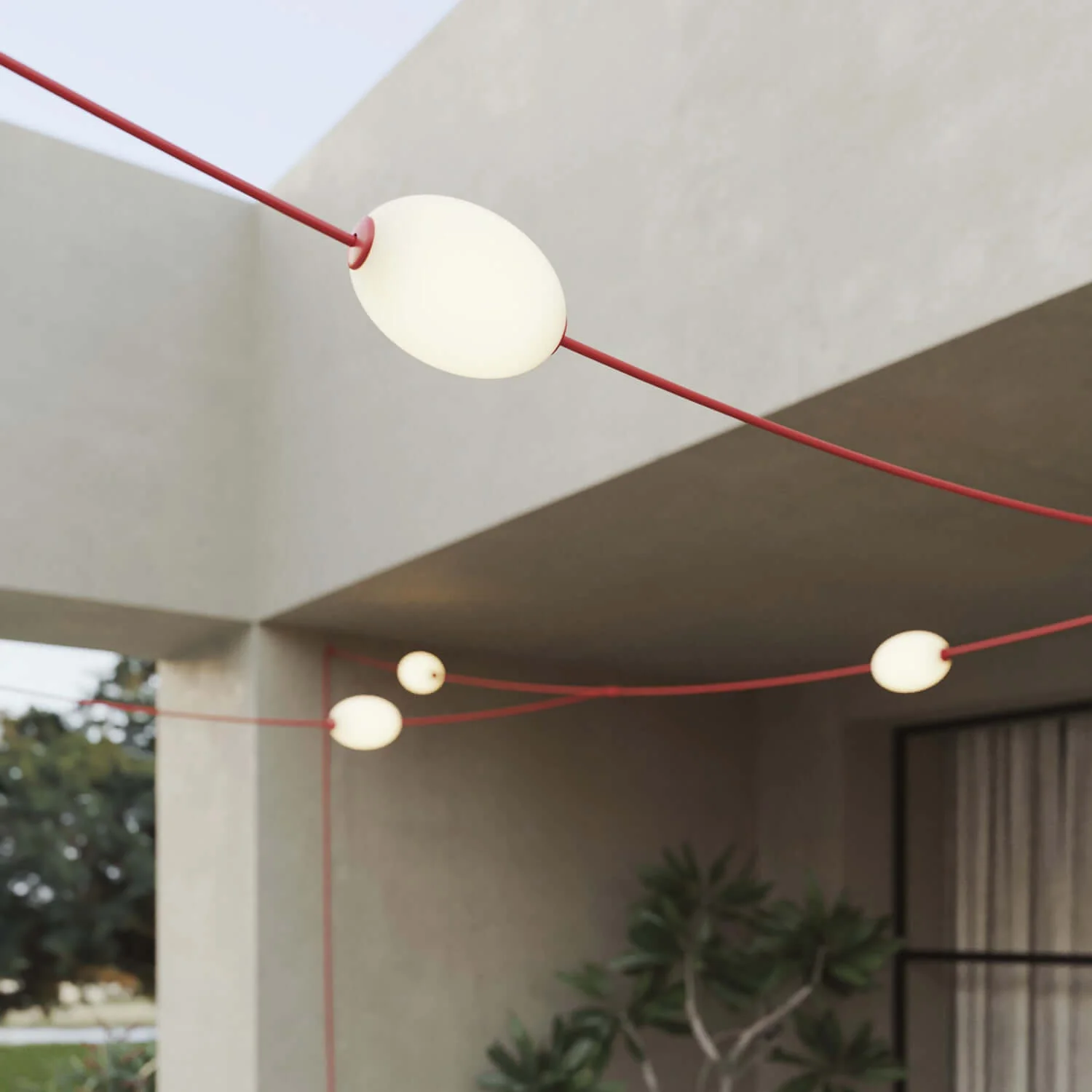 Netvormige lichtslinger met 7 lichtpunten voor buiten IP67 Zeesterrood - Marina GRID - Image 5