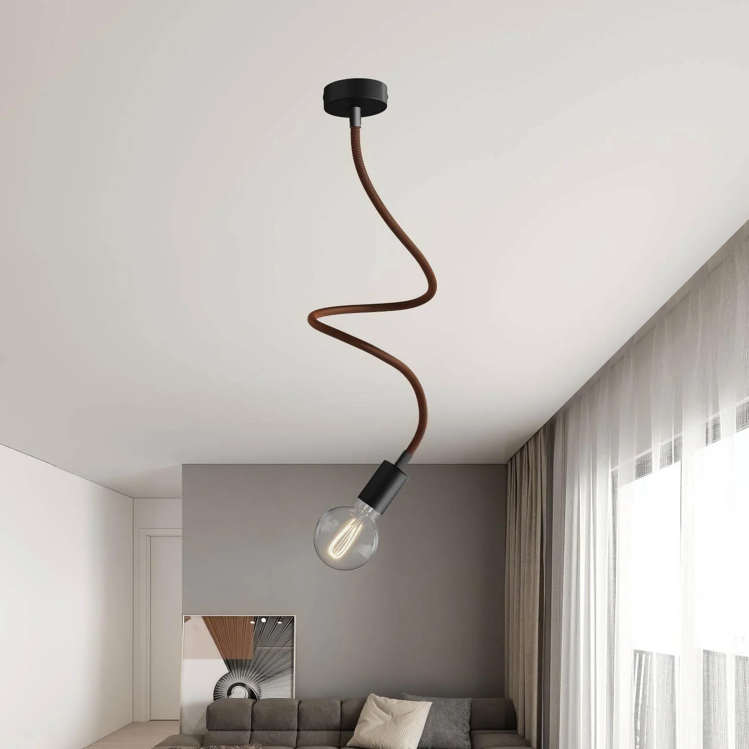 Kit Creative Flex flexibele verlengbuis bekleed met stof RZ22 Zwart Whiskey met metalen uiteinden - Image 18