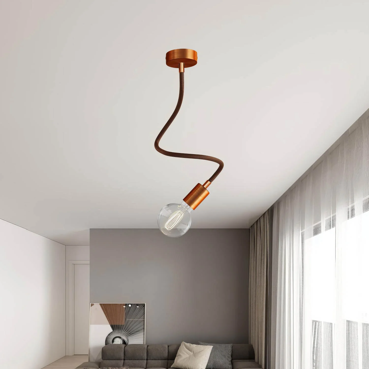 Kit Creative Flex flexibele verlengbuis bekleed met stof RZ22 Zwart Whiskey met metalen uiteinden - Image 30