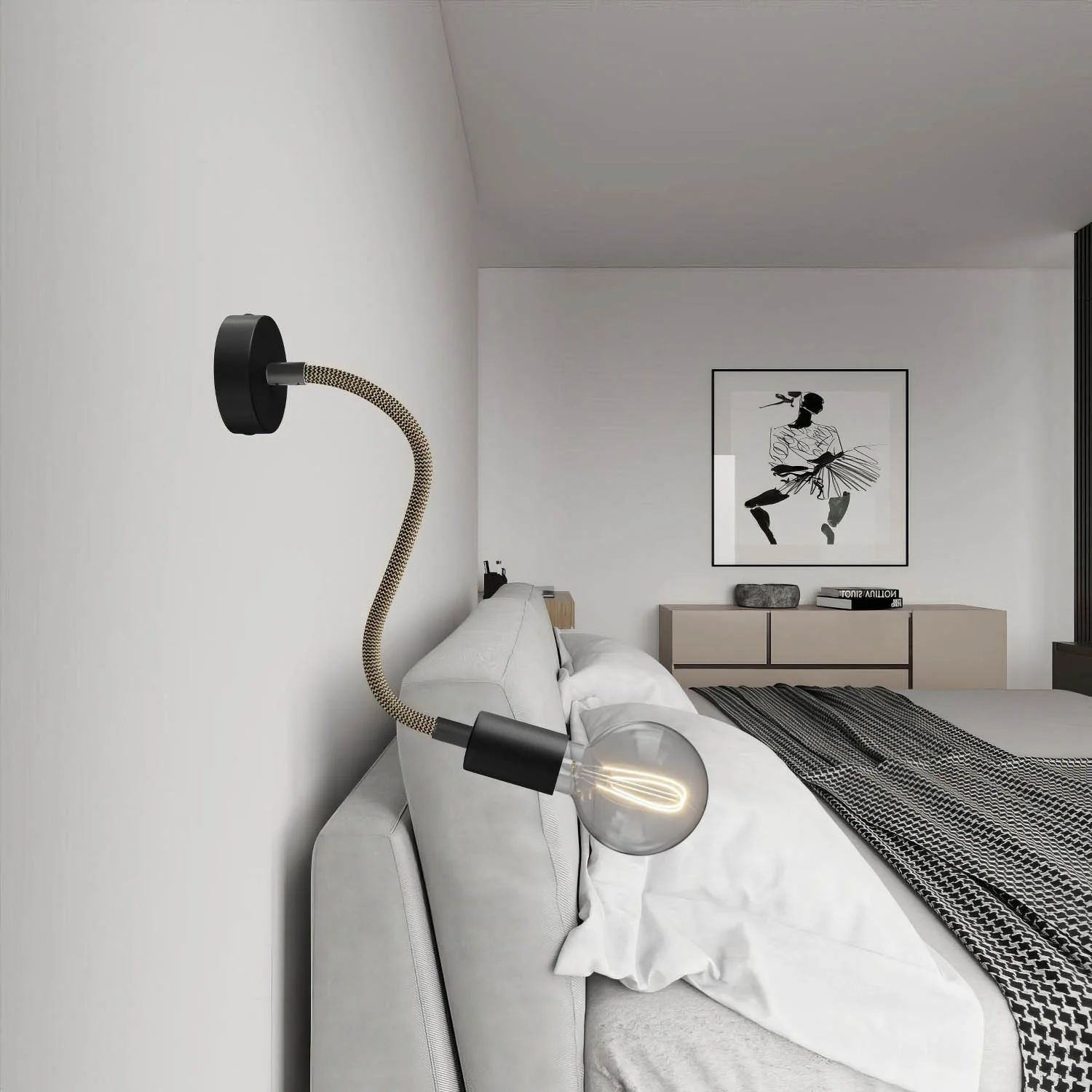 Kit Creative Flex flexibele verlengbuis bekleed met RZ24 zwart en goud stof en metalen uiteinden - Image 13