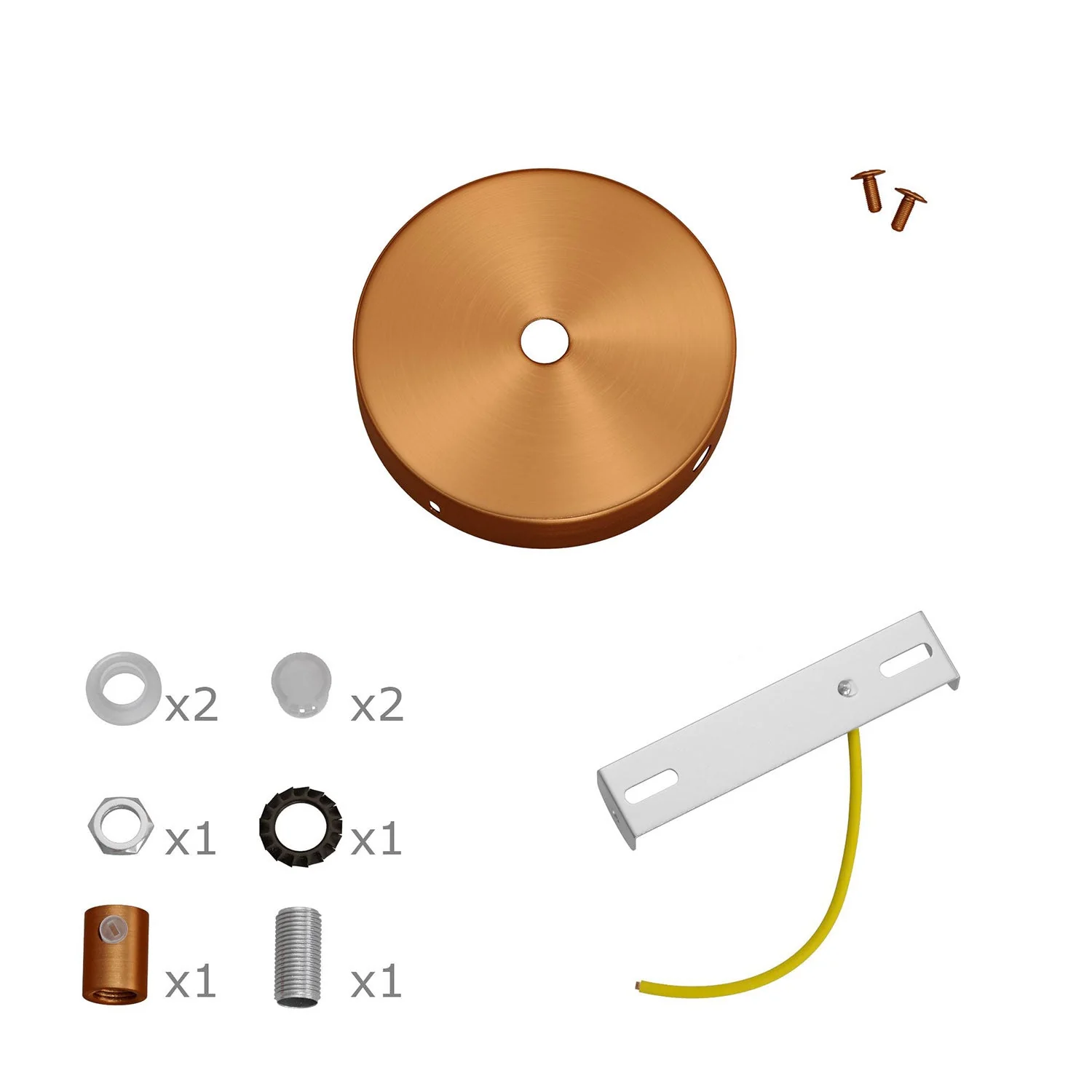 Mini plafondkap kit, cilindrisch in metaal met 1 centraal en 2 zijdelingse gaten - Geborsteld koper - Image 7