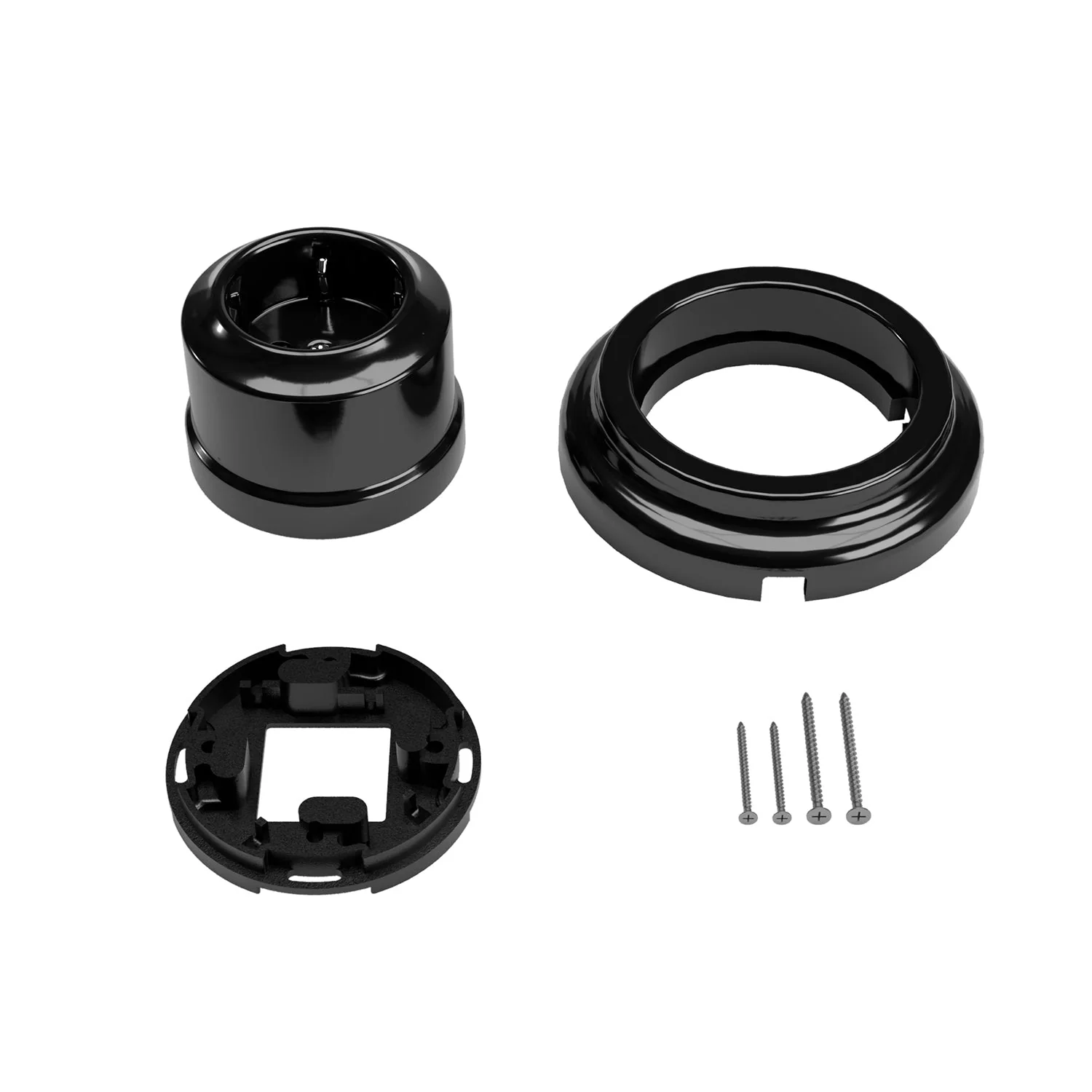 Schuko wandcontactdoos kit en porseleinen basis - Zwart - Image 3