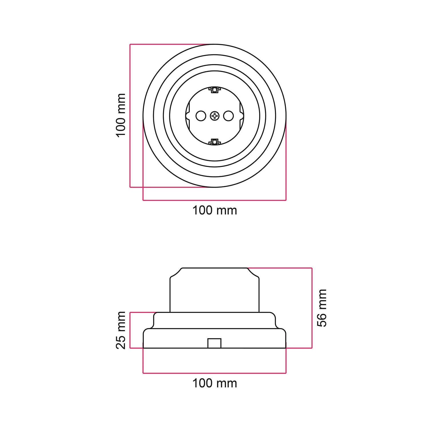 Schuko wandcontactdoos kit en porseleinen basis - Zwart - Image 6