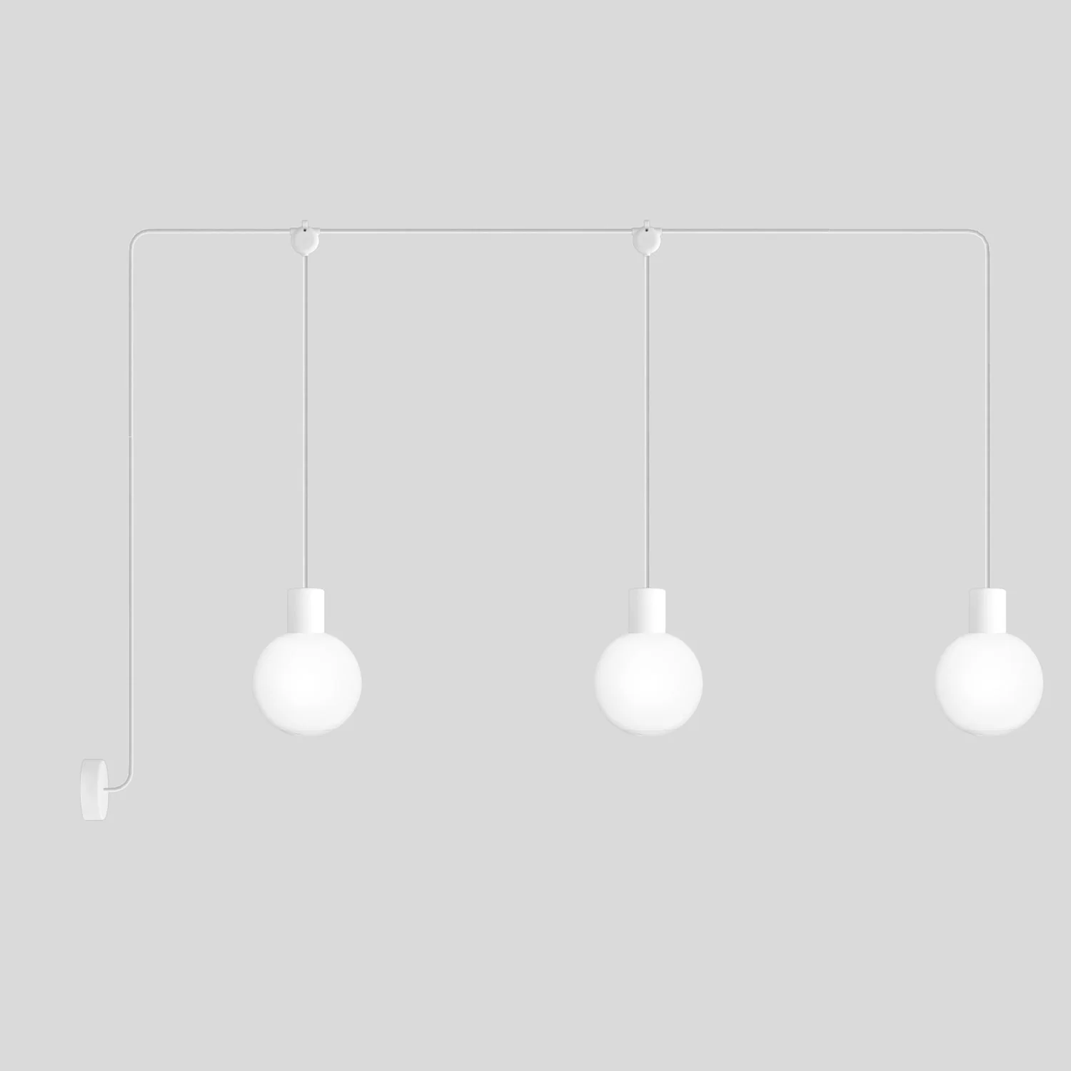 Modulair IP65 buitenlamp met 3 pendels en onbreekbare lampenkappen Unbreak-a-Ball - Wit