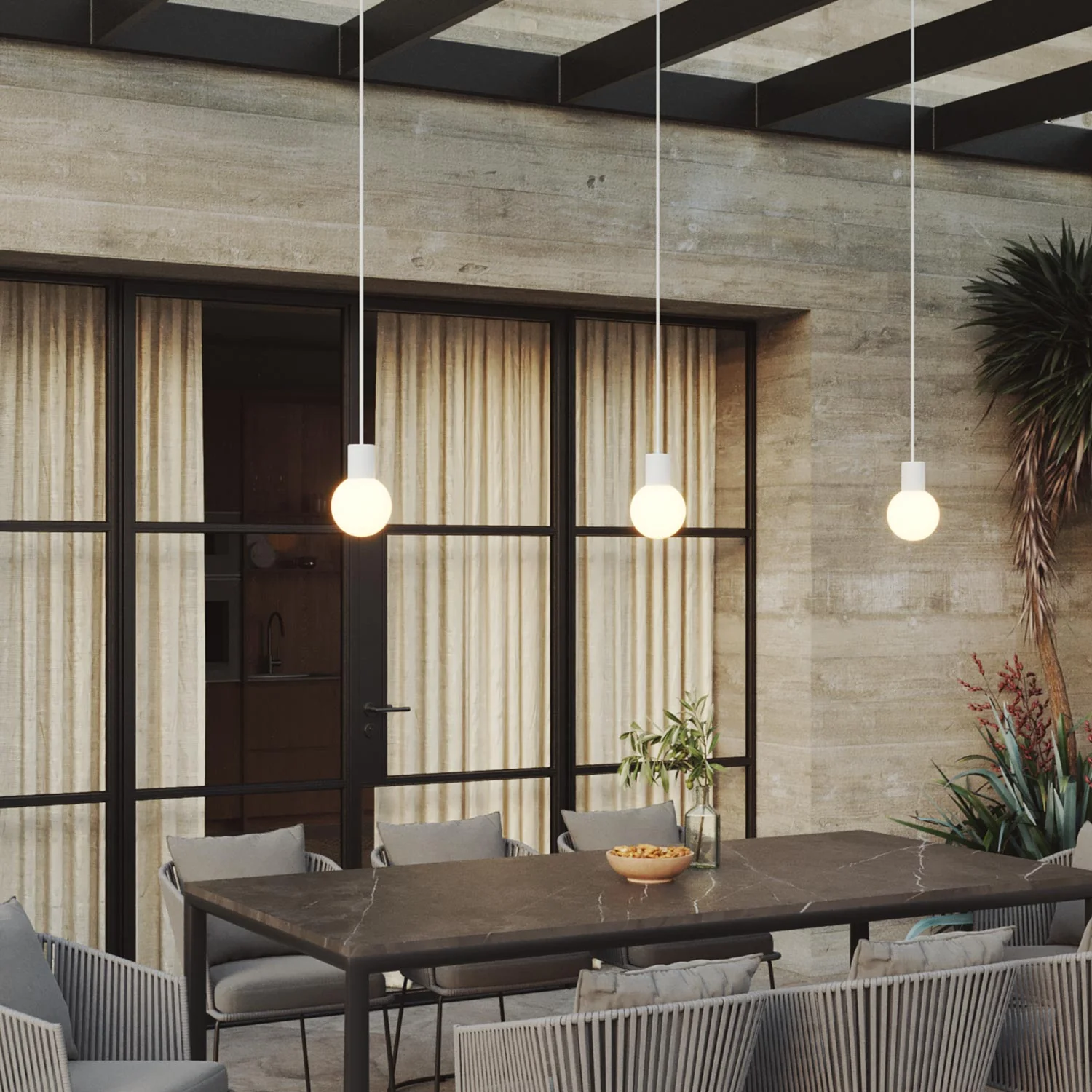 Modulair IP65 buitenlamp met 3 pendels en onbreekbare lampenkappen Unbreak-a-Ball - Wit - Image 2