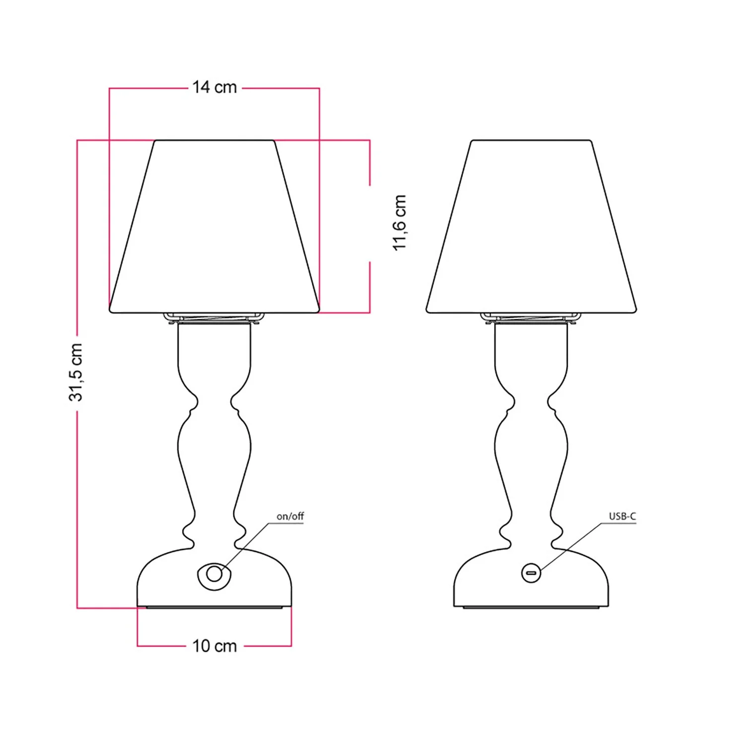 Draagbare oplaadbare Cabless14 lamp met druppelvormige lichtbron en lampenkap - Wit - Image 5