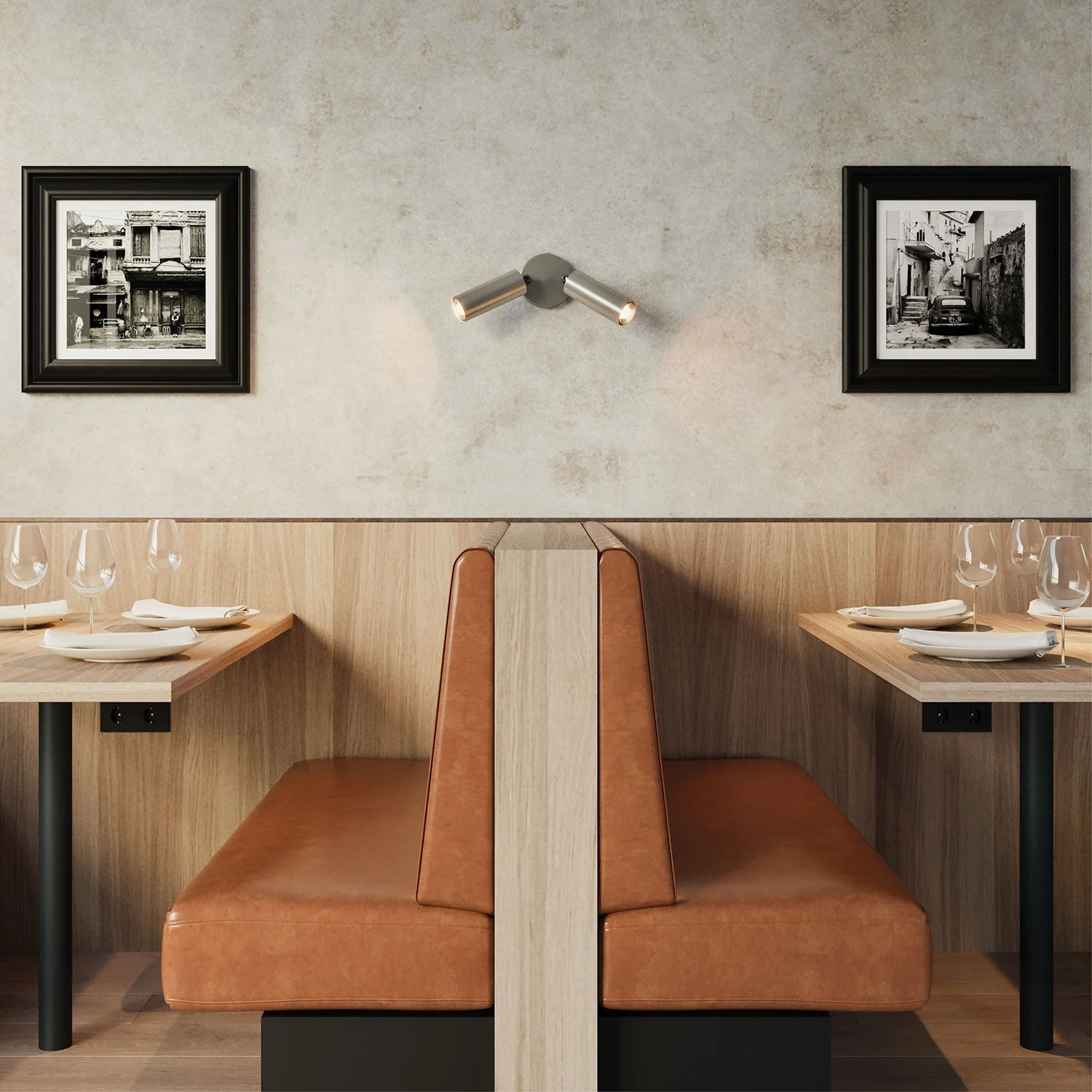 Lamp met 2 spots en Tub-E14 lampenkap en ronde plafondkap - Mat titanium - Image 2