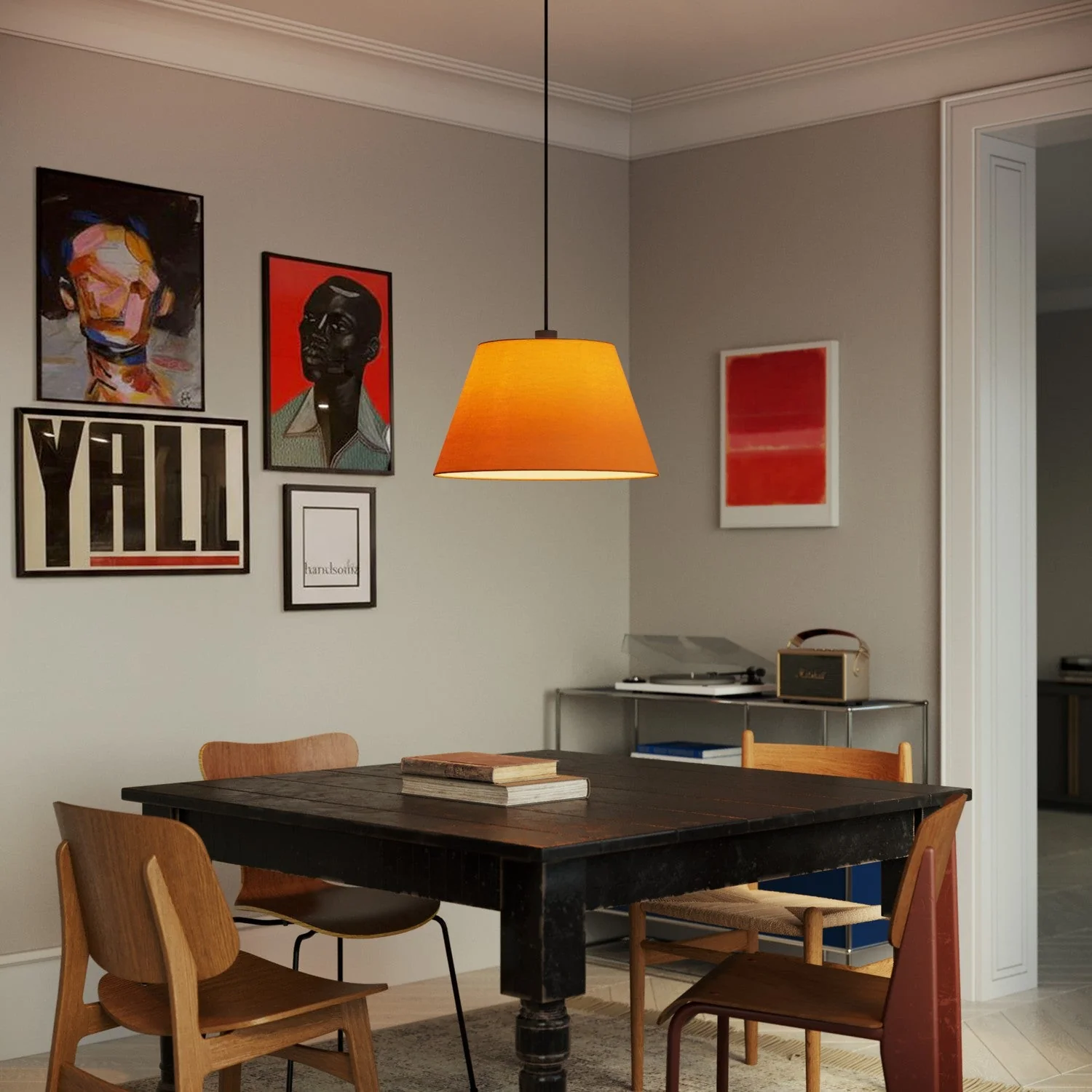 Lampenkap Impero L voor hanglamp met E27-fitting - Made in Italy - Doek Mandarijn - Image 2