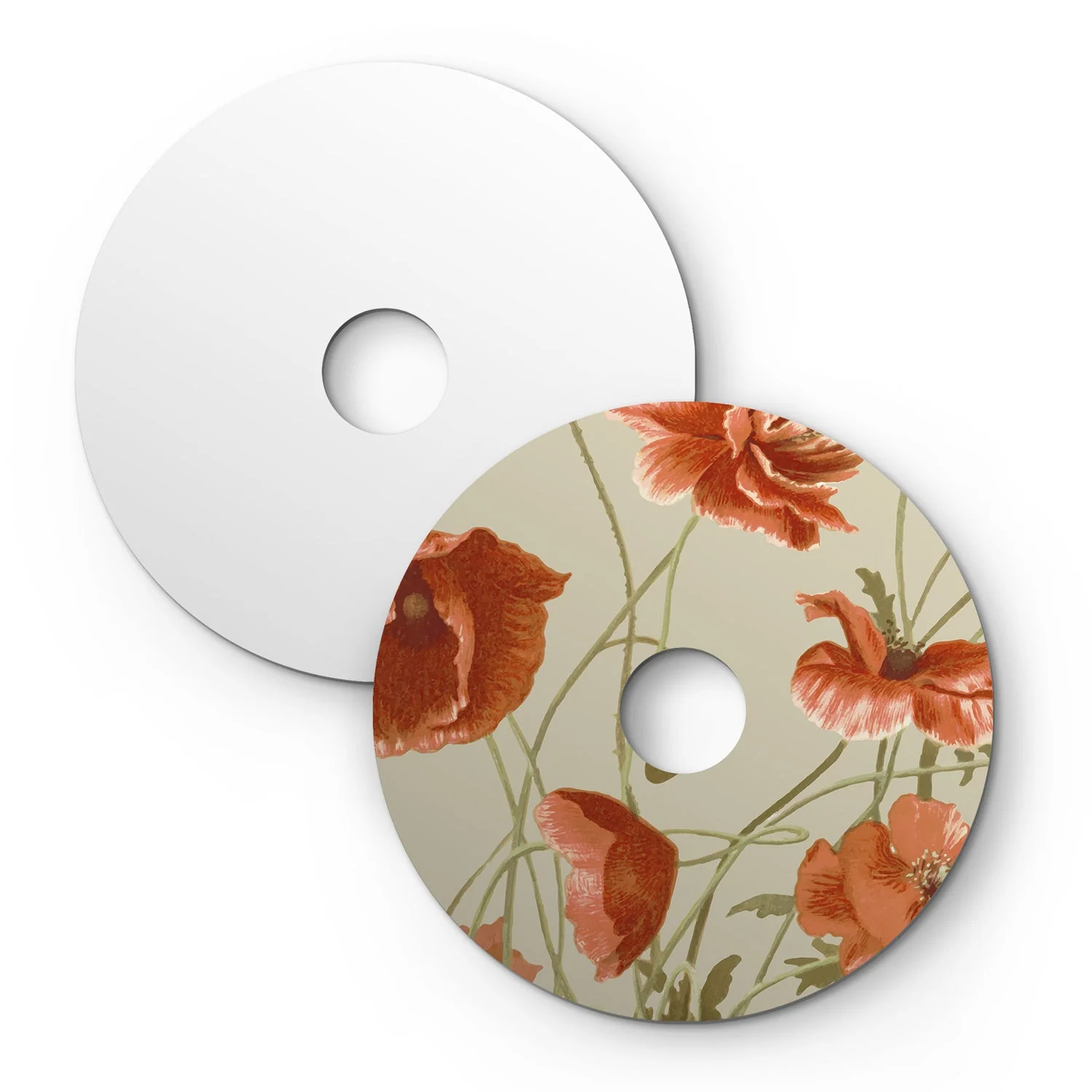 Mini platte Lampenkap Ellepì met bloemenmotief 'Blossom Haven' Botanisch Papaver, diameter 24 cm - Made in Italy