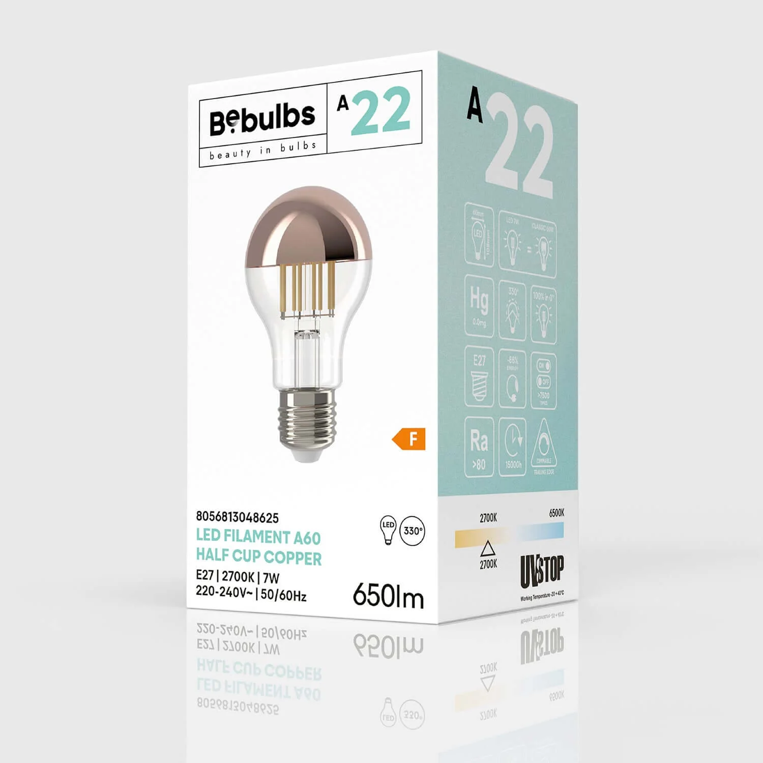 LED Lichtbron Halve Bol Koper Druppel A60 7W 650Lm E27 2700K Dimbaar - A22 - Image 4