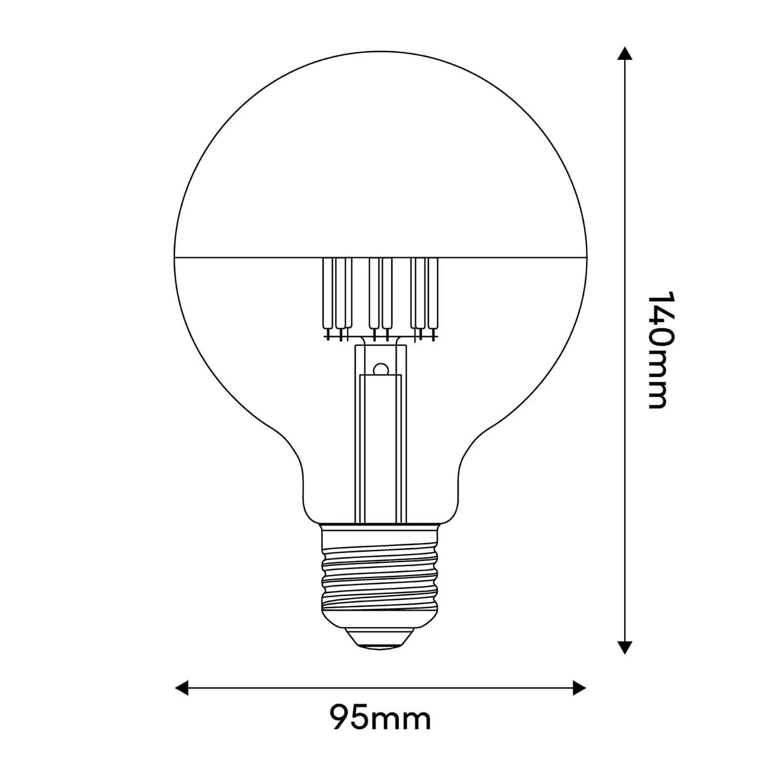 Lichtbron LED Half Bol Koper Globe G95 7W 650Lm E27 2700K Dimbaar - A24 - Image 3