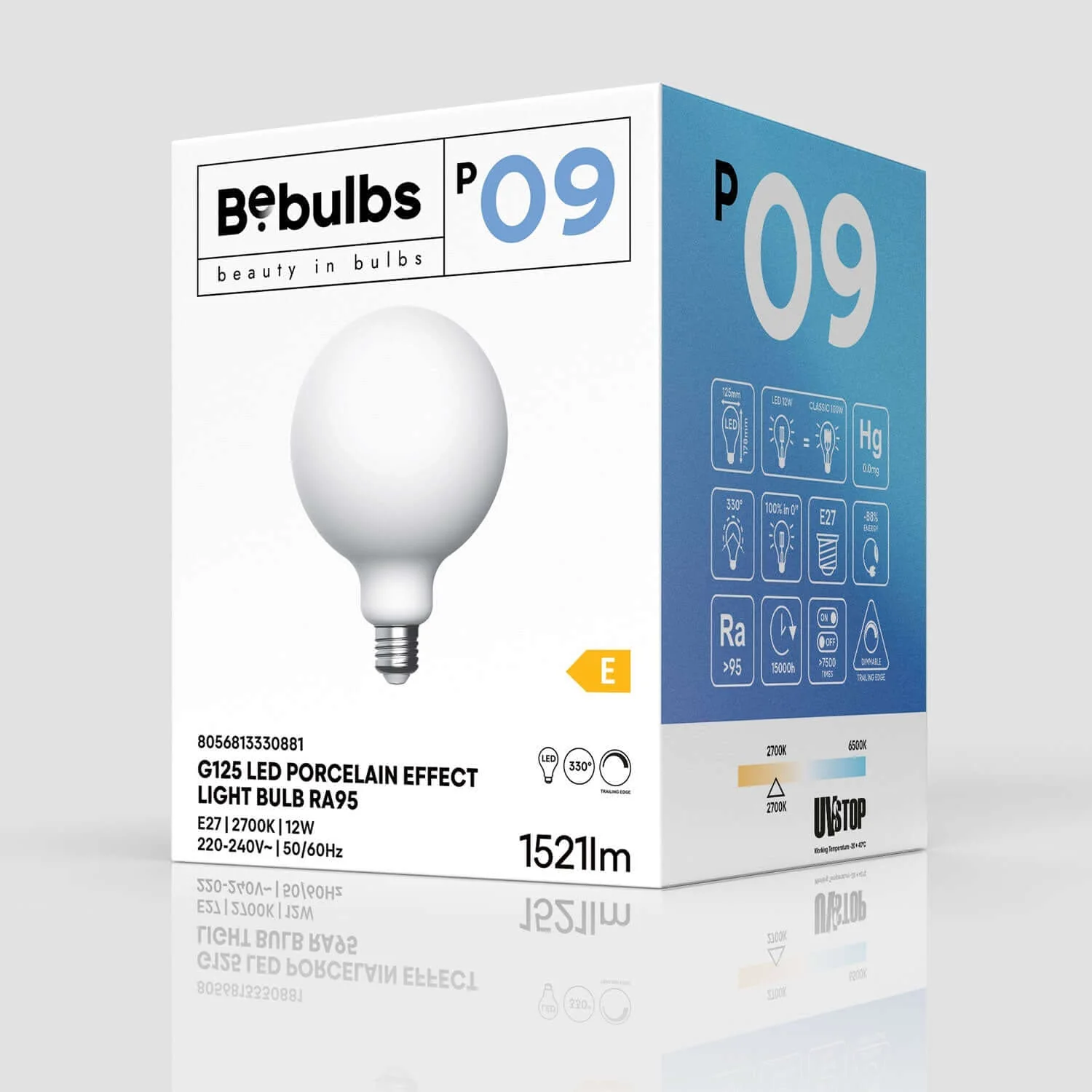 LED lichtbron Porselein Effect CRI 95 G125 12W 1521Lm E27 2700K Dimbaar - P09 - Image 4