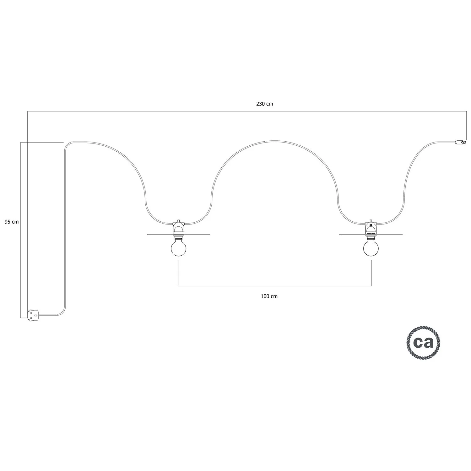 Lichtslinger Modulair voor buiten IP65 draagbaar met 2 lampenkappen en UK stekker - Koper en Brons - Image 5