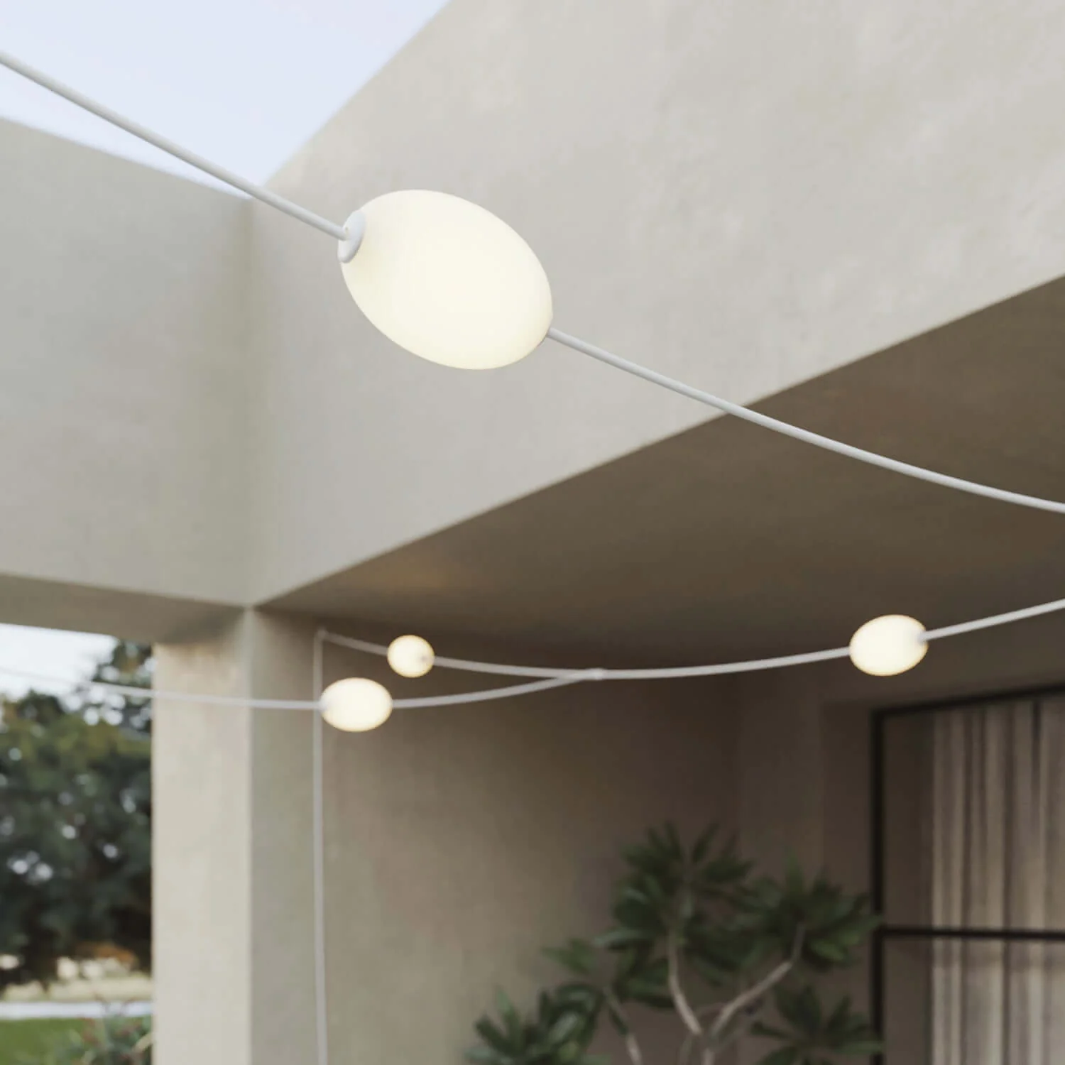 Grid lichtslinger met 7 lichtpunten voor buiten IP67 Zandwit - Marina GRID - Image 5