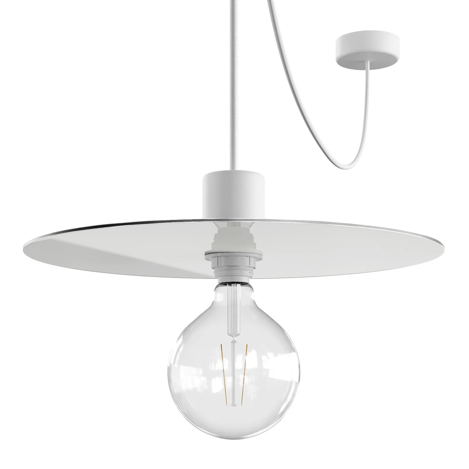 Modulair ELEGANT Lamp met 5 m strijkijzersnoer, Ellepì lampenkap, plafondkap en fitting in siliconen IP65 waterproof - Wit