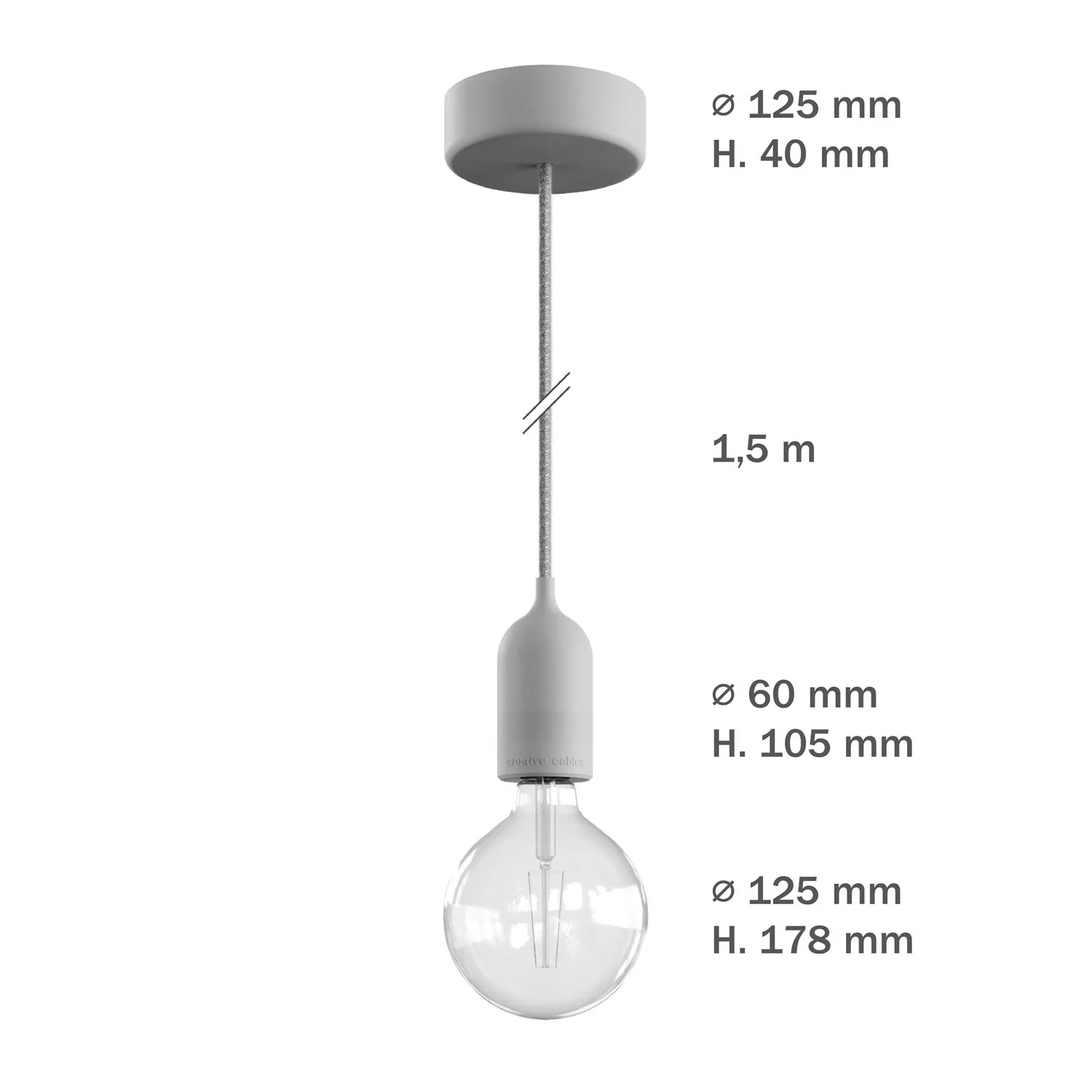 Modulair PASTEL Buitenlamp met 1,5 m strijkijzersnoer, plafondkap en fitting in siliconen IP65 waterdicht - Grasgroen - Image 6