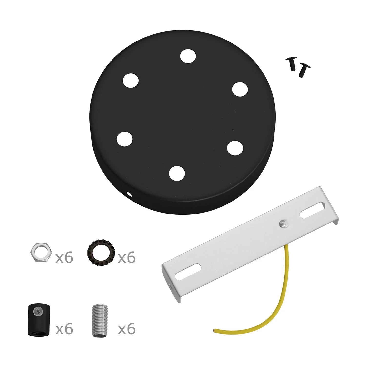 Plafondkap-kit cilindrisch in metaal met 6 gaten - Zwart - Image 6
