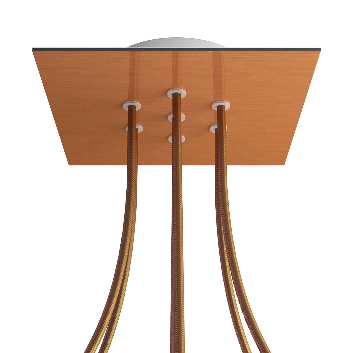 Plafondkap Rose-One vierkant, 200 mm met 7 gaten en 4 zijdelingse gaten - Dibond Satin Koper