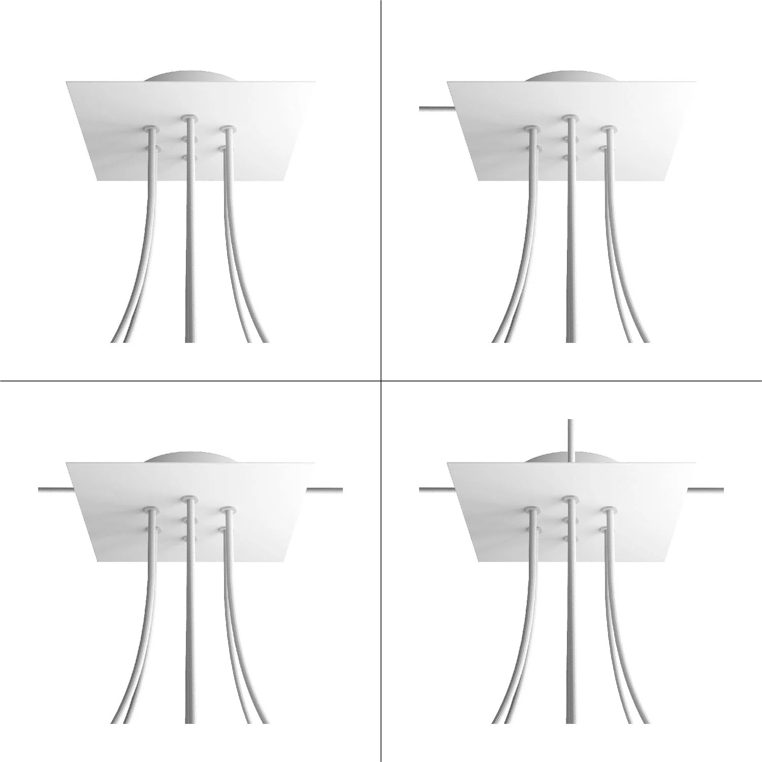 Plafondkap Rose-One vierkant, 200 mm met 7 gaten en 4 zijdelingse gaten - Dibond Satin Koper - Image 4