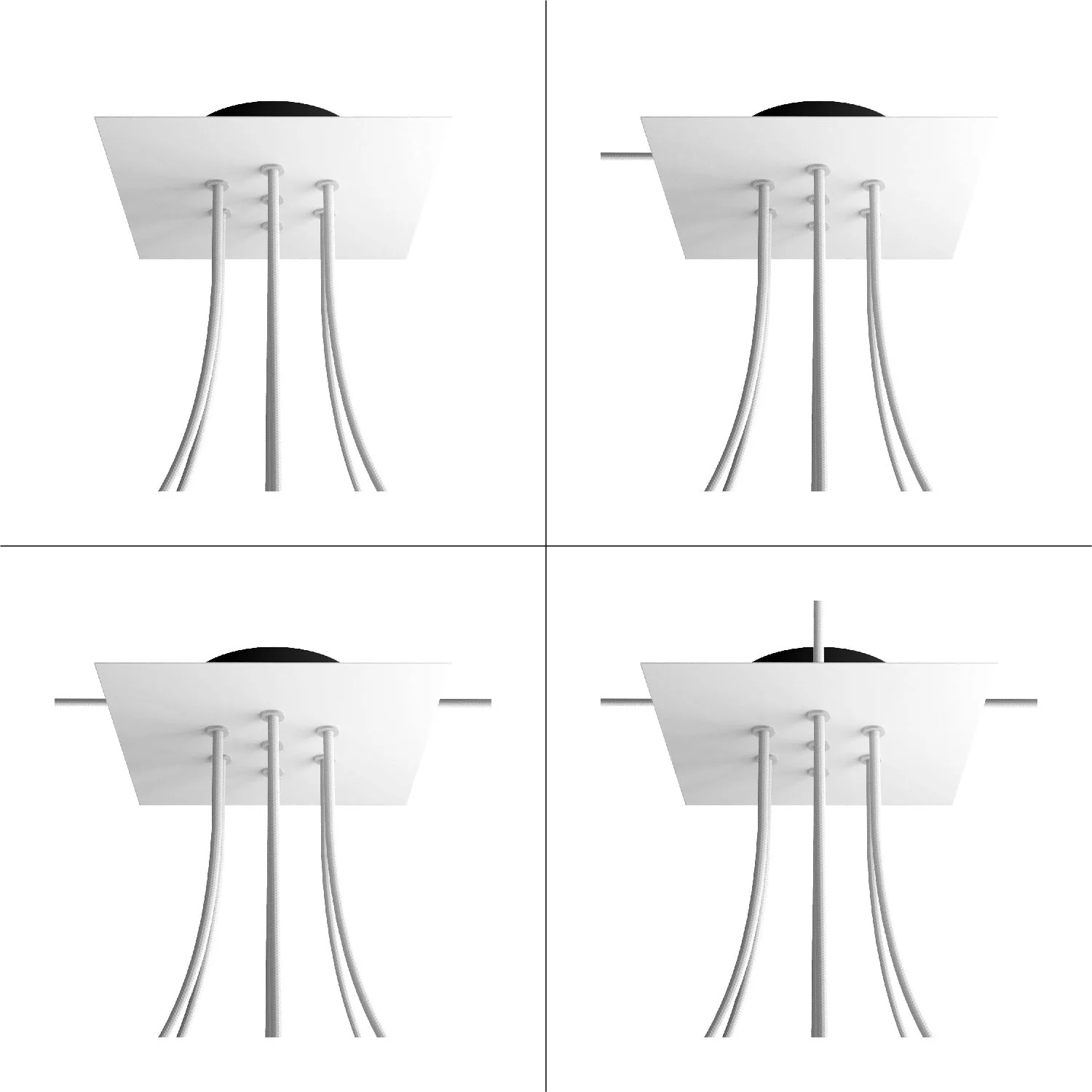 Plafondkap Rose-One vierkant, 200 mm met 7 gaten en 4 zijdelingse gaten - Dibond Satin Koper - Image 9