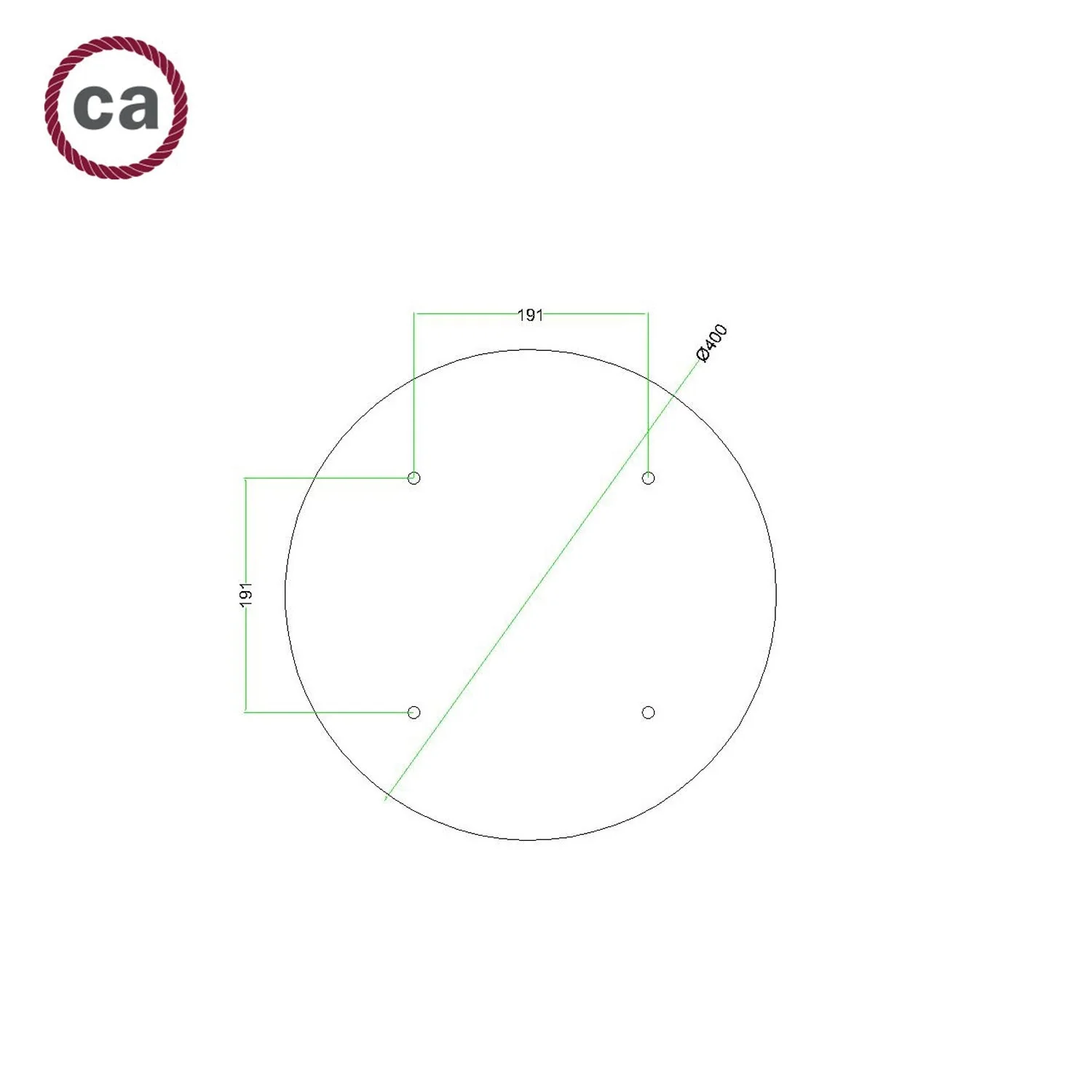 Plafondkap XXL Rose-One rond, diameter 400 mm met 4 gaten en 4 zijdelingse gaten - Dibond Geborsteld koper - Image 7