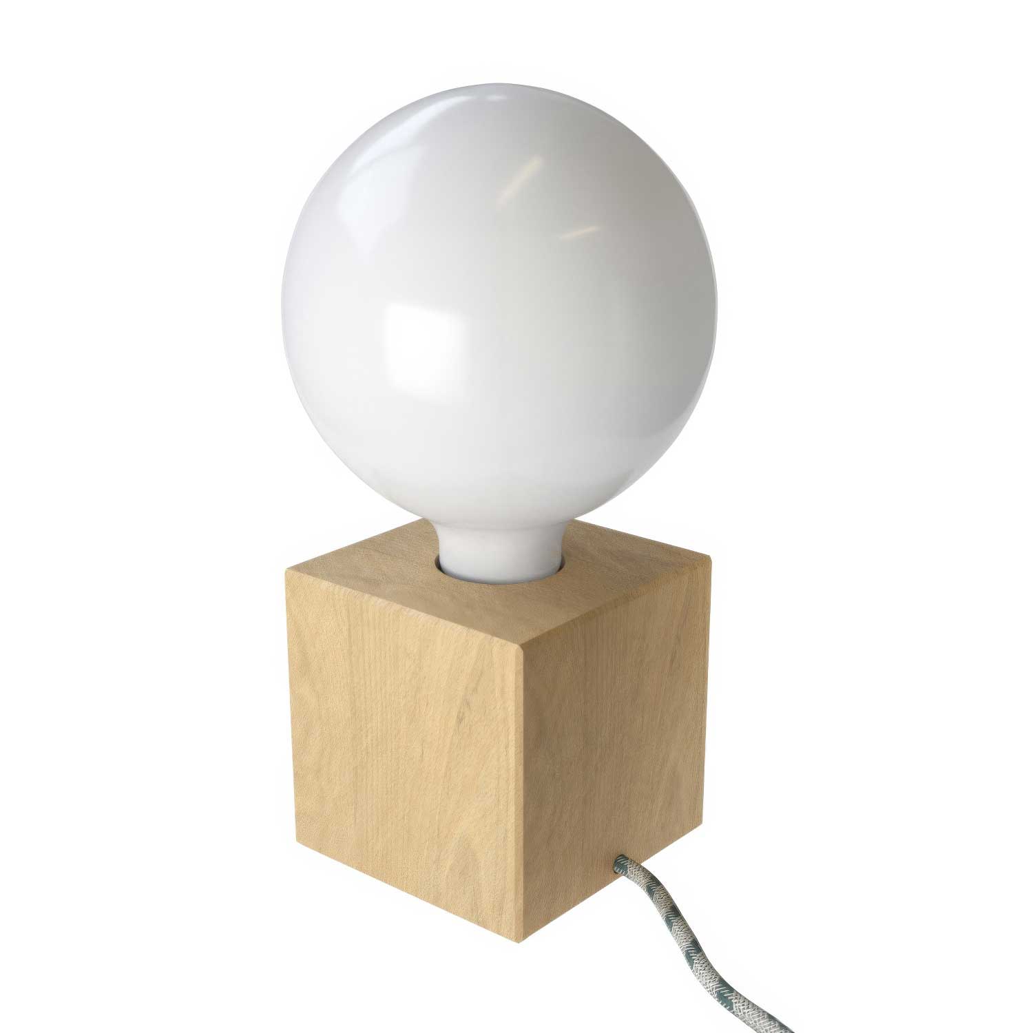 Posaluce Cubetto, tafellamp van natuurlijk hout - Neutraal
