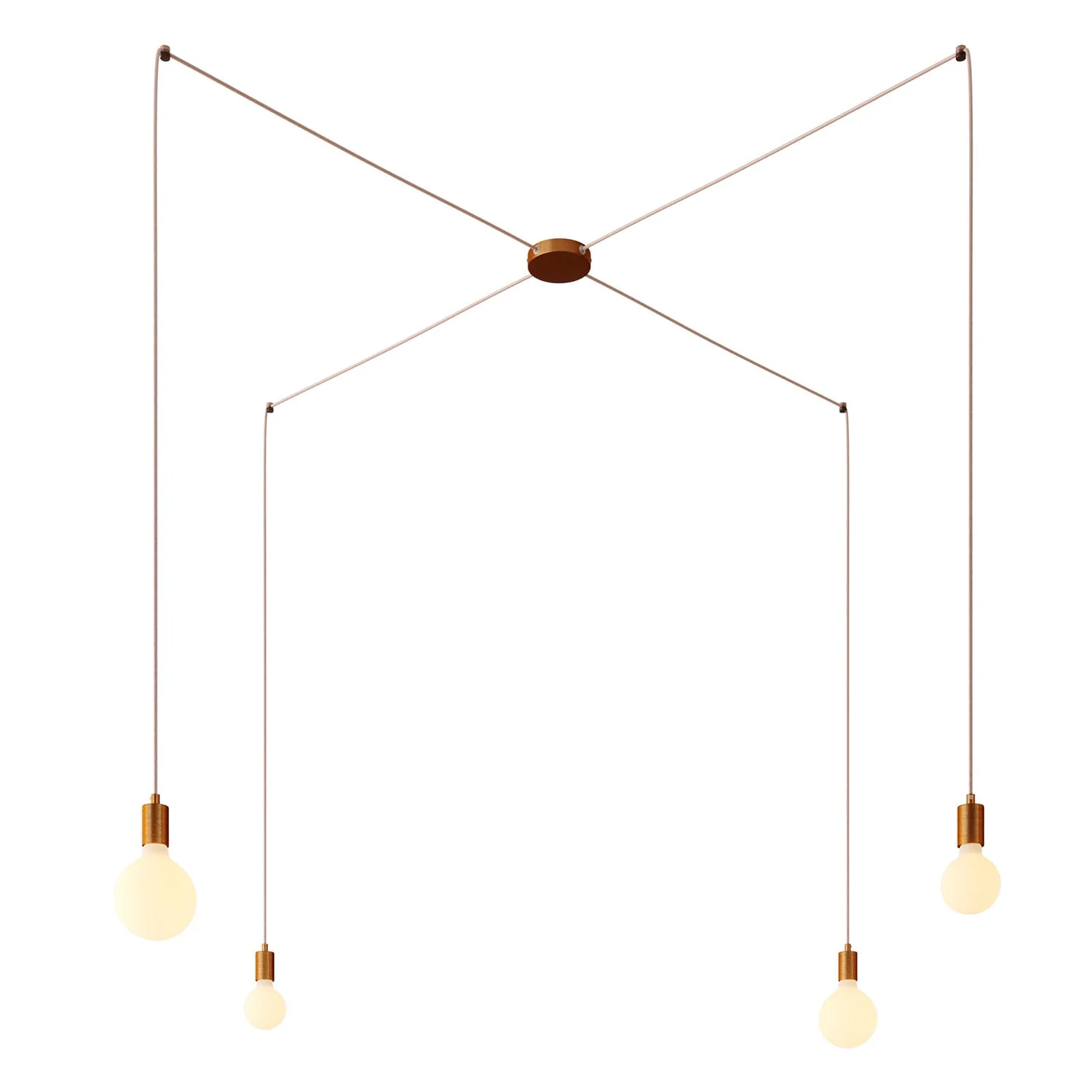 Spider - Meervoudige hanglamp met 4 pendels en metalen afwerkingen - Satijnkoper