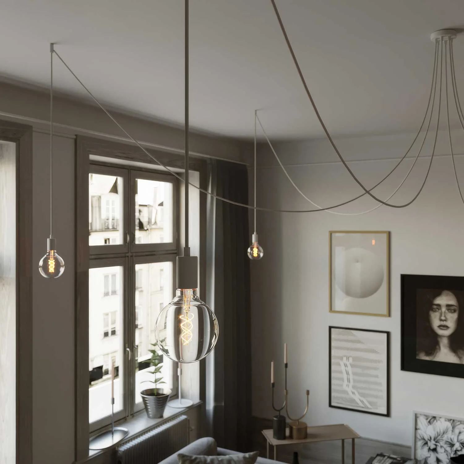 Spider - Meervoudige hanglamp met 6 pendels en metalen afwerking - Wit - Image 2