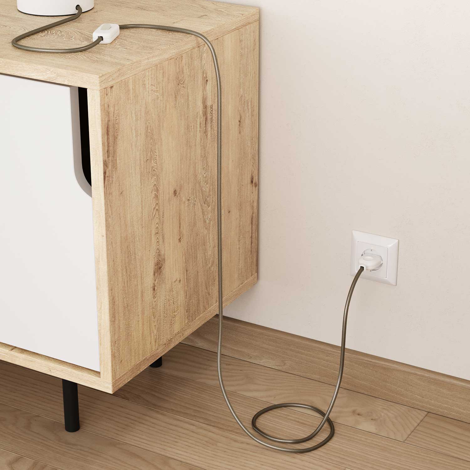 Strijkijzersnoer van glanzend textiel in de kleur Cipria - Het Origineel Creative Cables, voor zichtbare designinstallaties - RM27 - Image 3